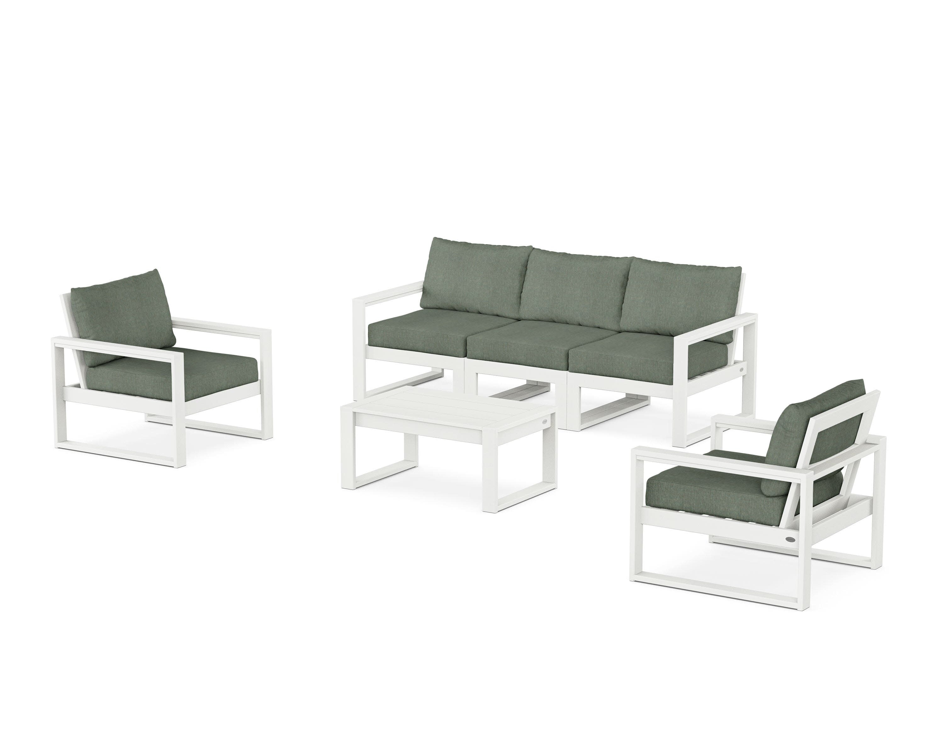 EDGE Sectional 4-Piece Deep Seating Set with Sofa in Vintage White / Cast Sage