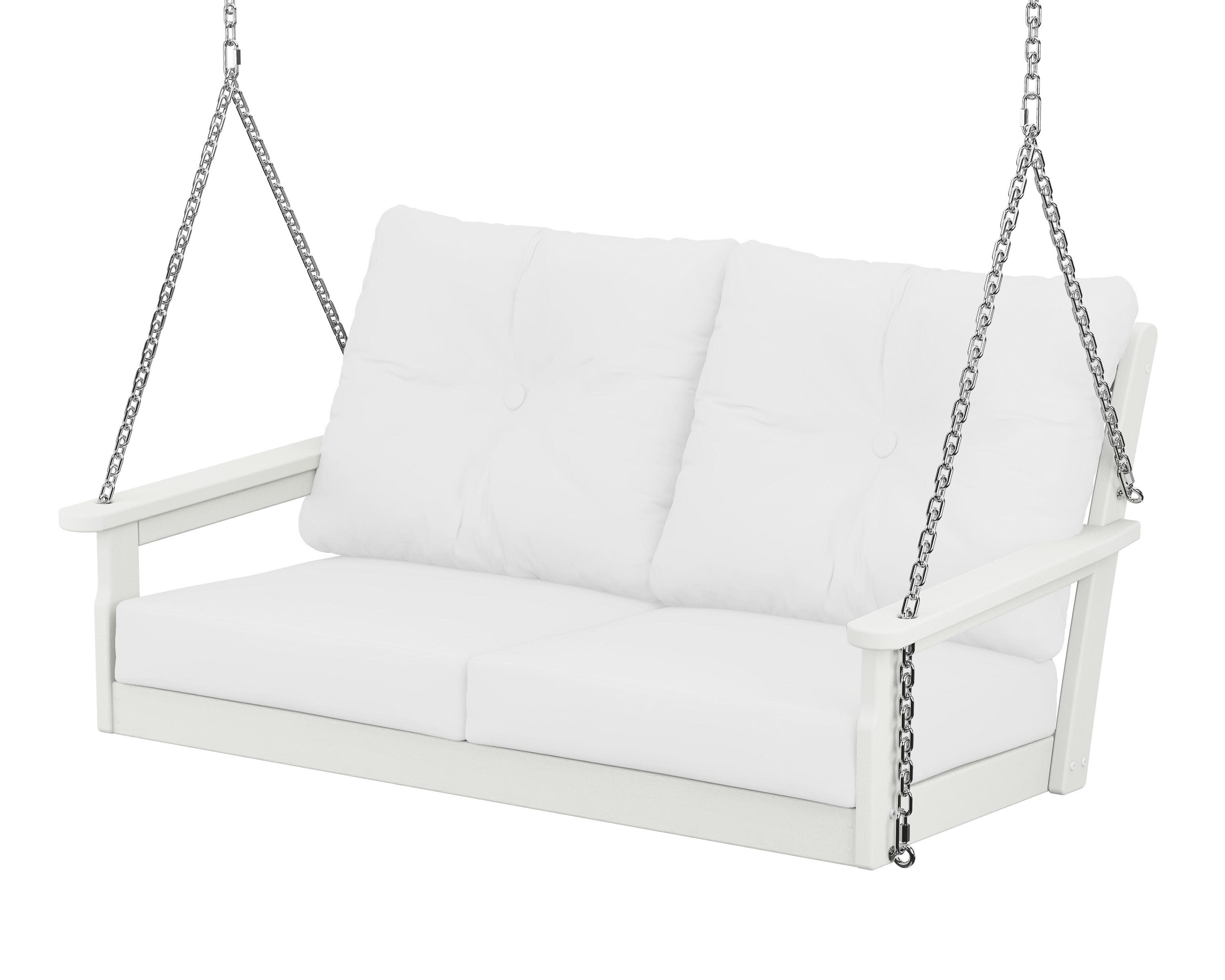 Vineyard Deep Seating Swing in Vintage White / Natural
