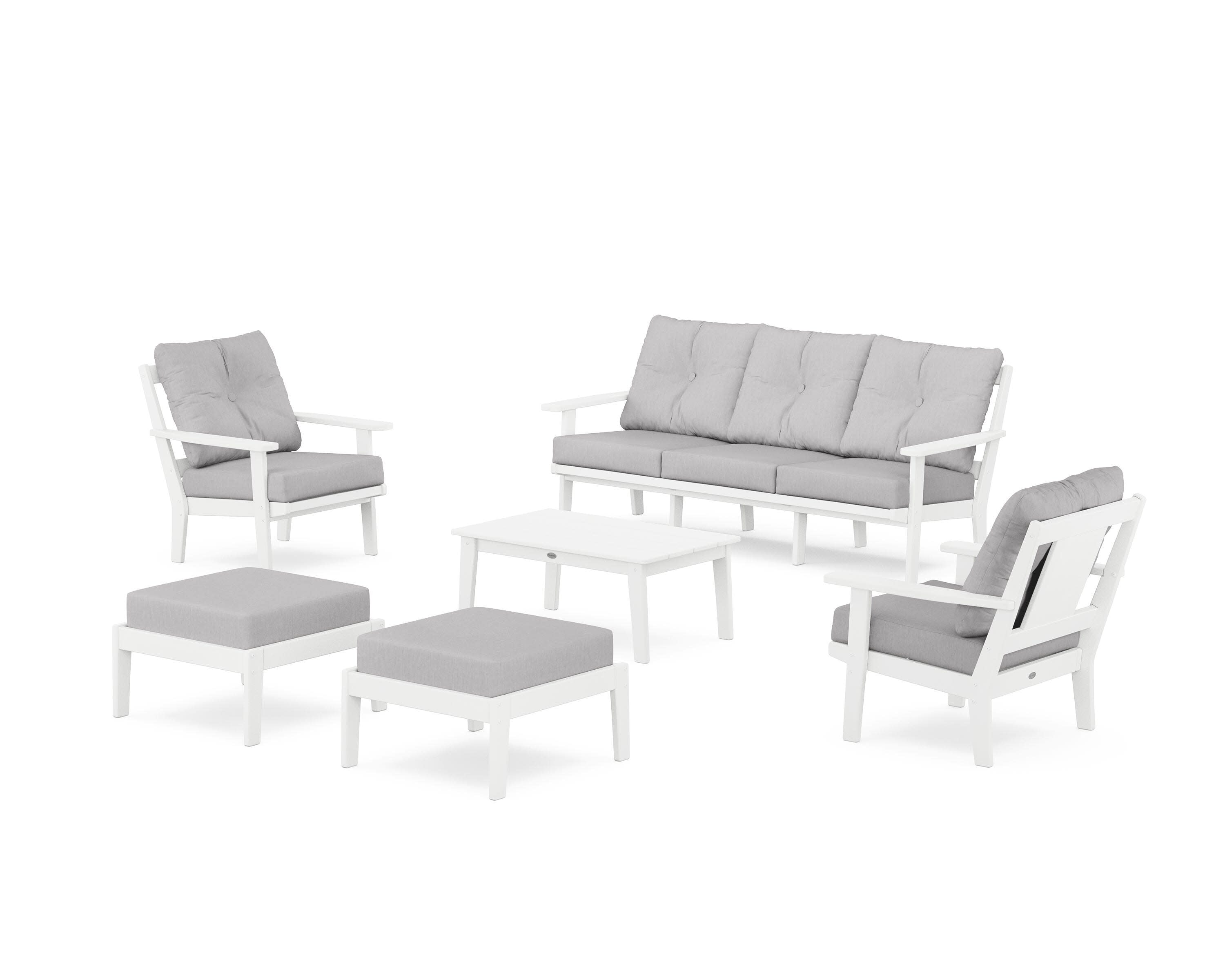 Prairie 6-Piece Lounge Sofa Set in White / Granite