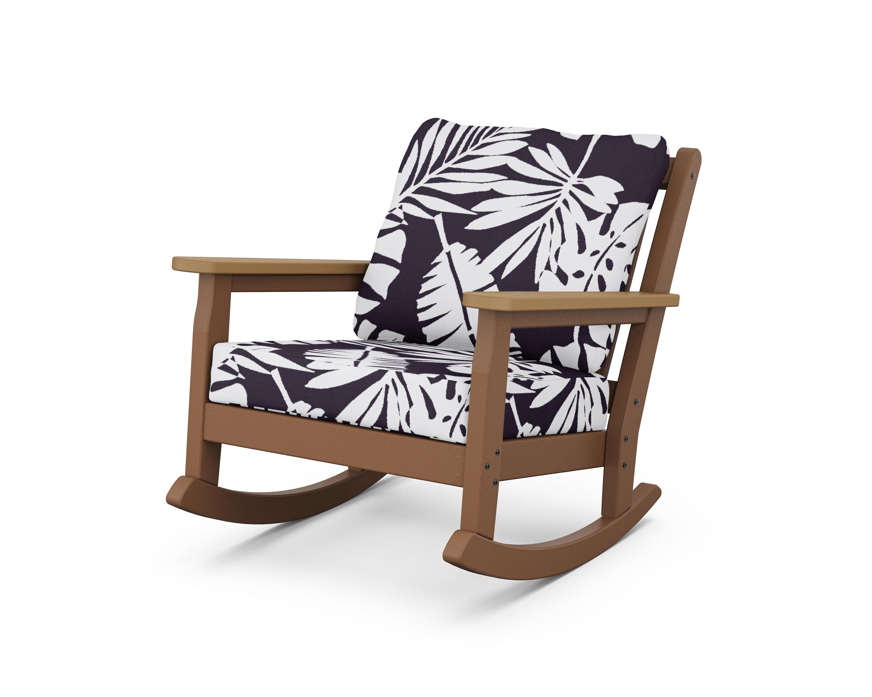 Chippendale Deep Seating Rocking Chair in Teak / Natural / Leaf Navy