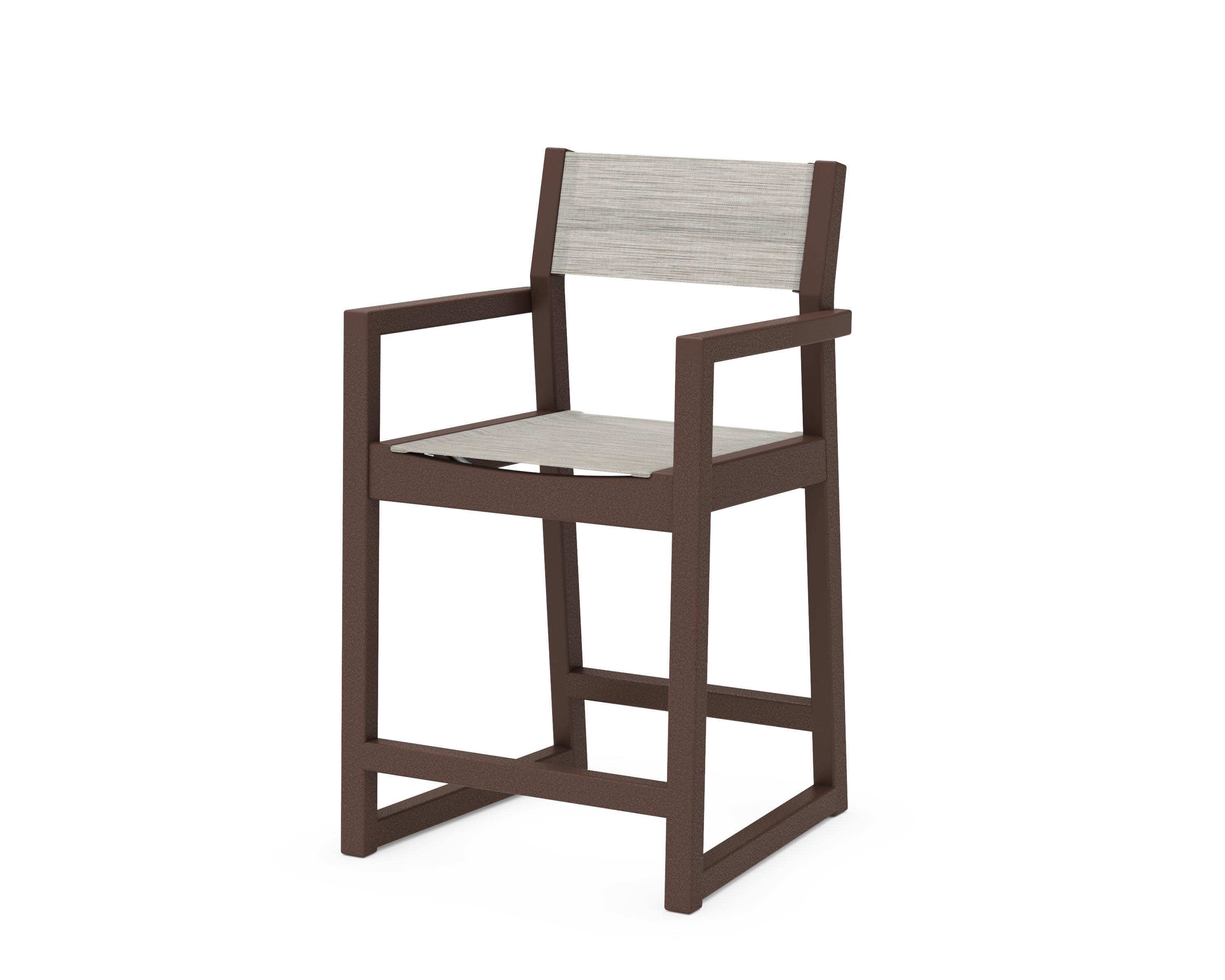 EDGE Sling Counter Arm Chair in Mahogany / Birch Sling