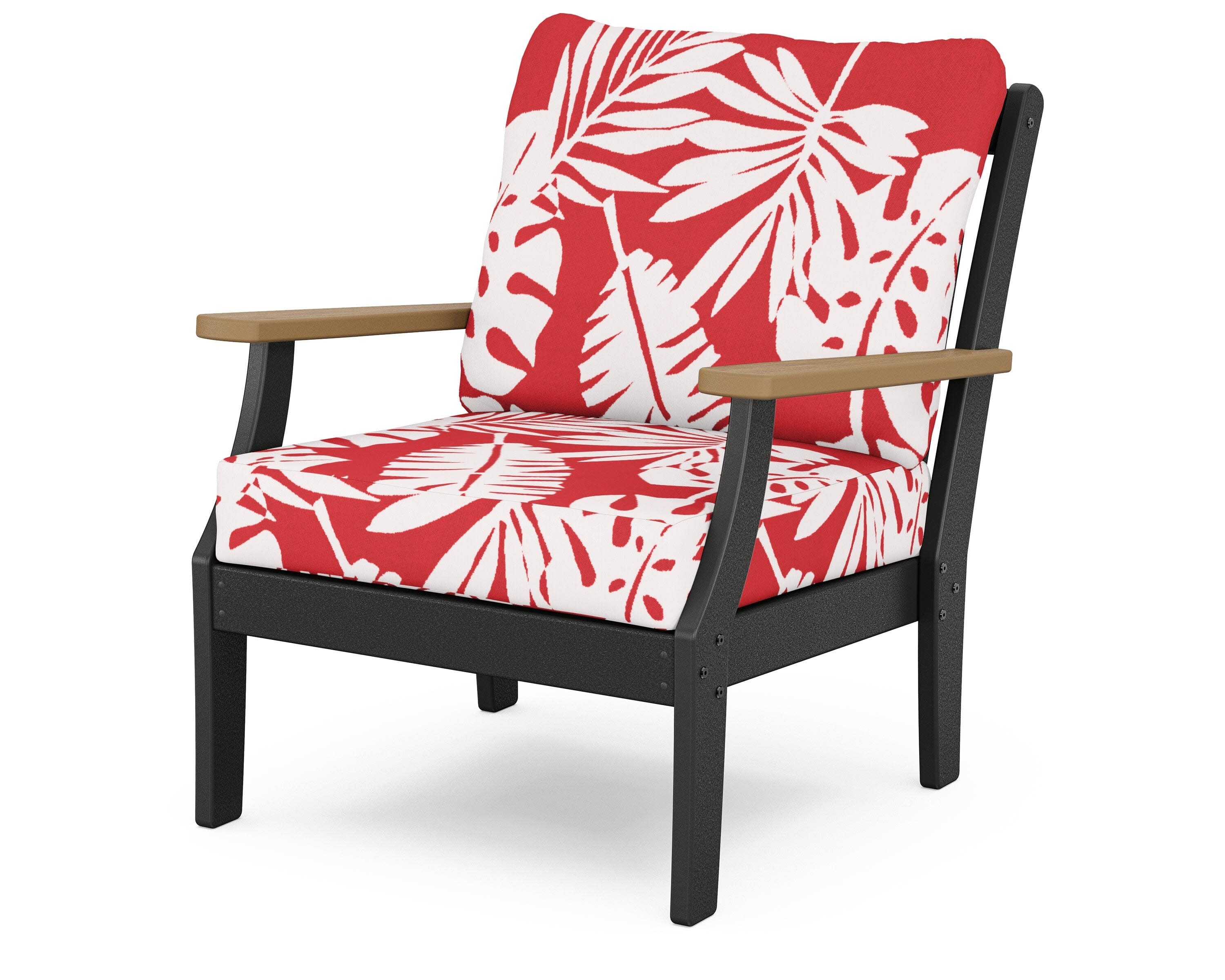 Braxton Deep Seating Chair in Black / Natural / Leaf Crimson