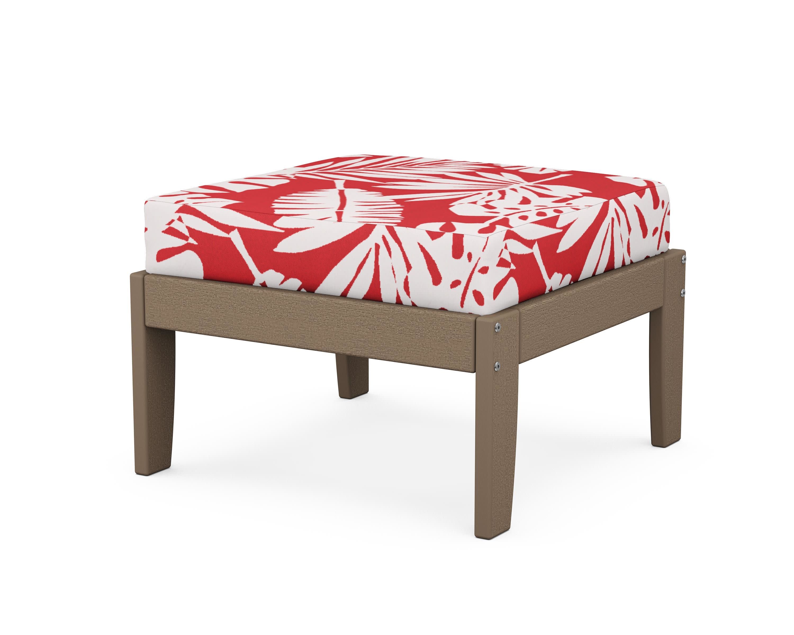 Modular Ottoman - Classic in Vintage Sahara / Leaf Crimson