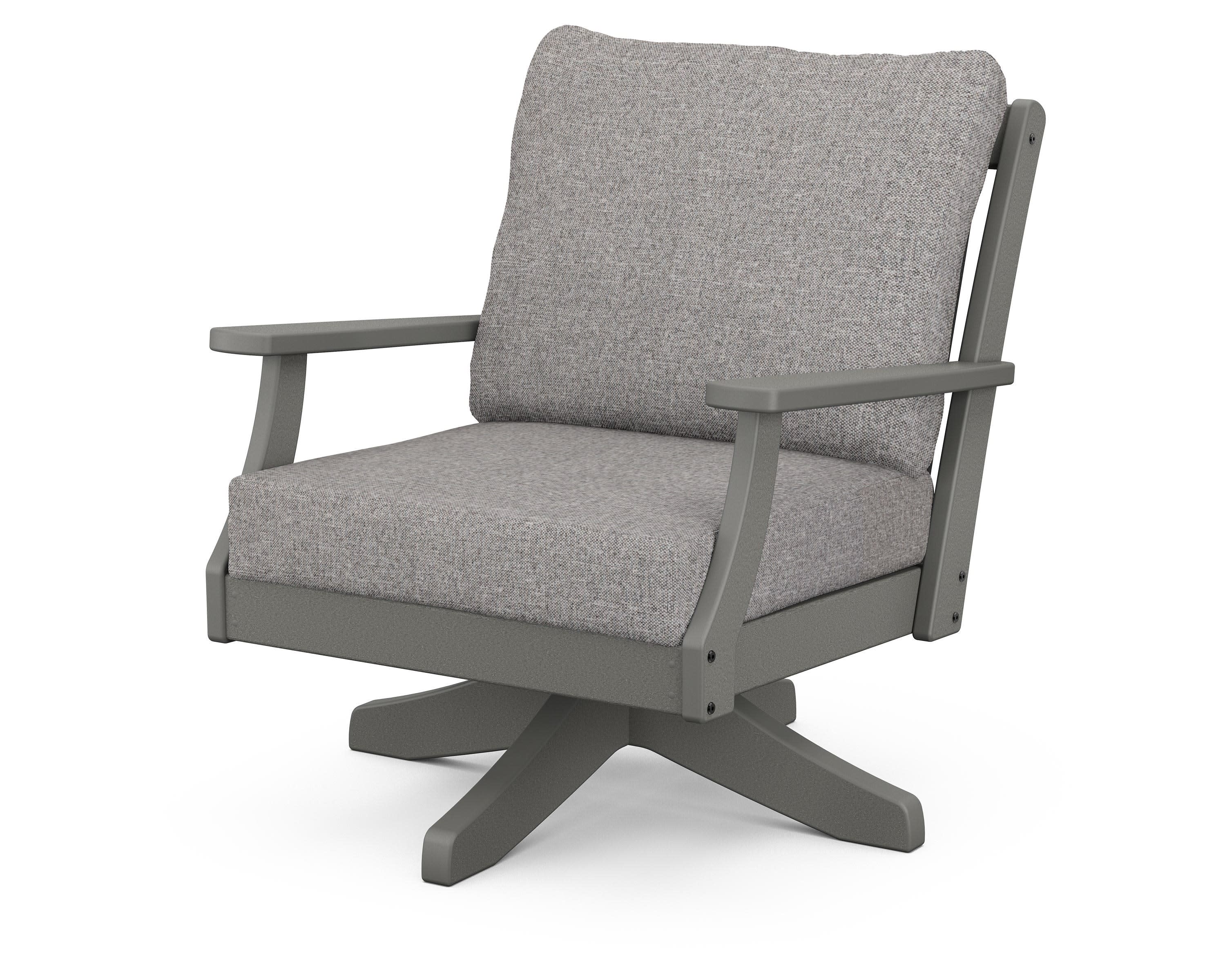 Braxton Deep Seating Swivel Chair in Slate Grey / Grey Mist