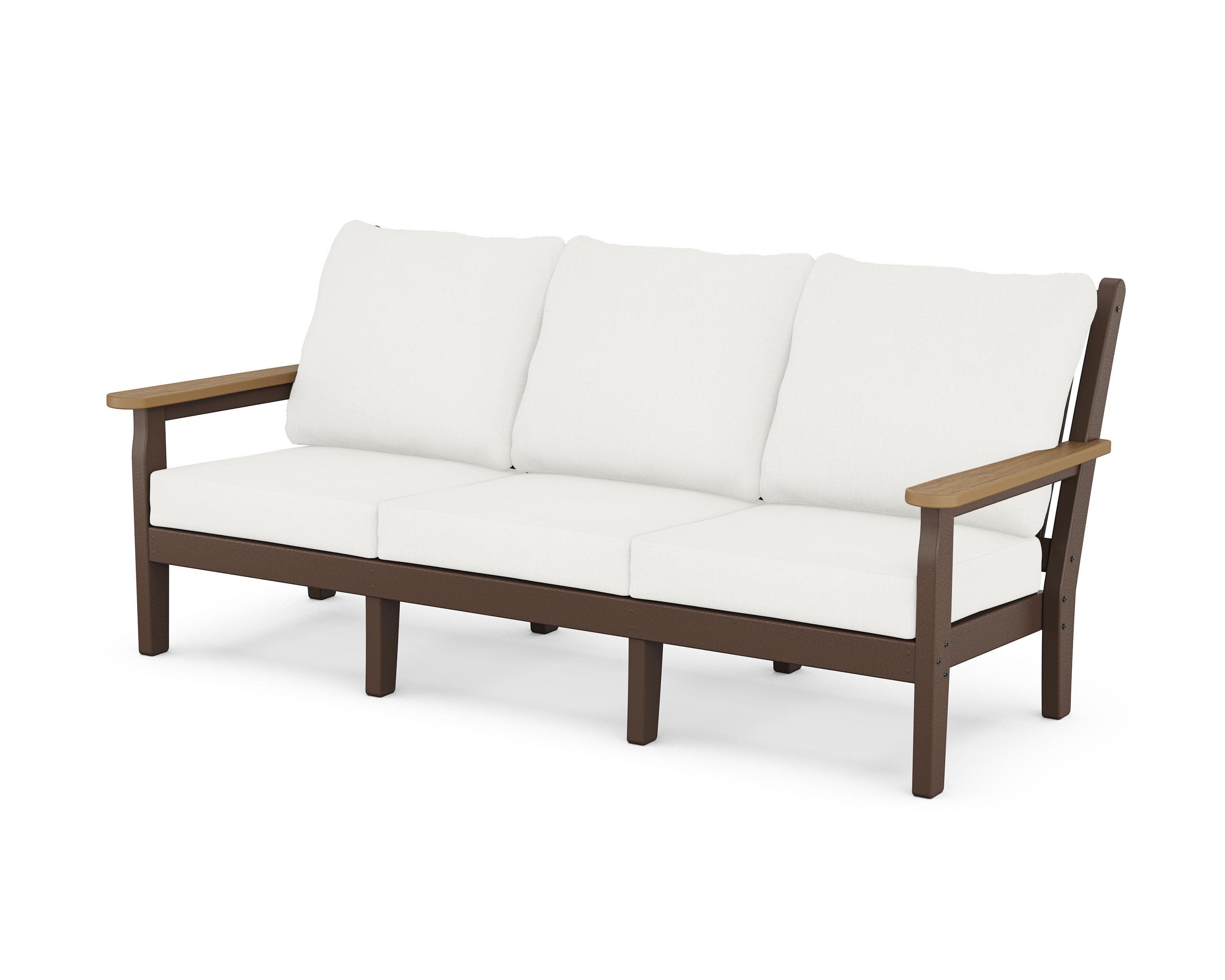 Chippendale Deep Seating Sofa in Mahogany / Natural / Natural Linen