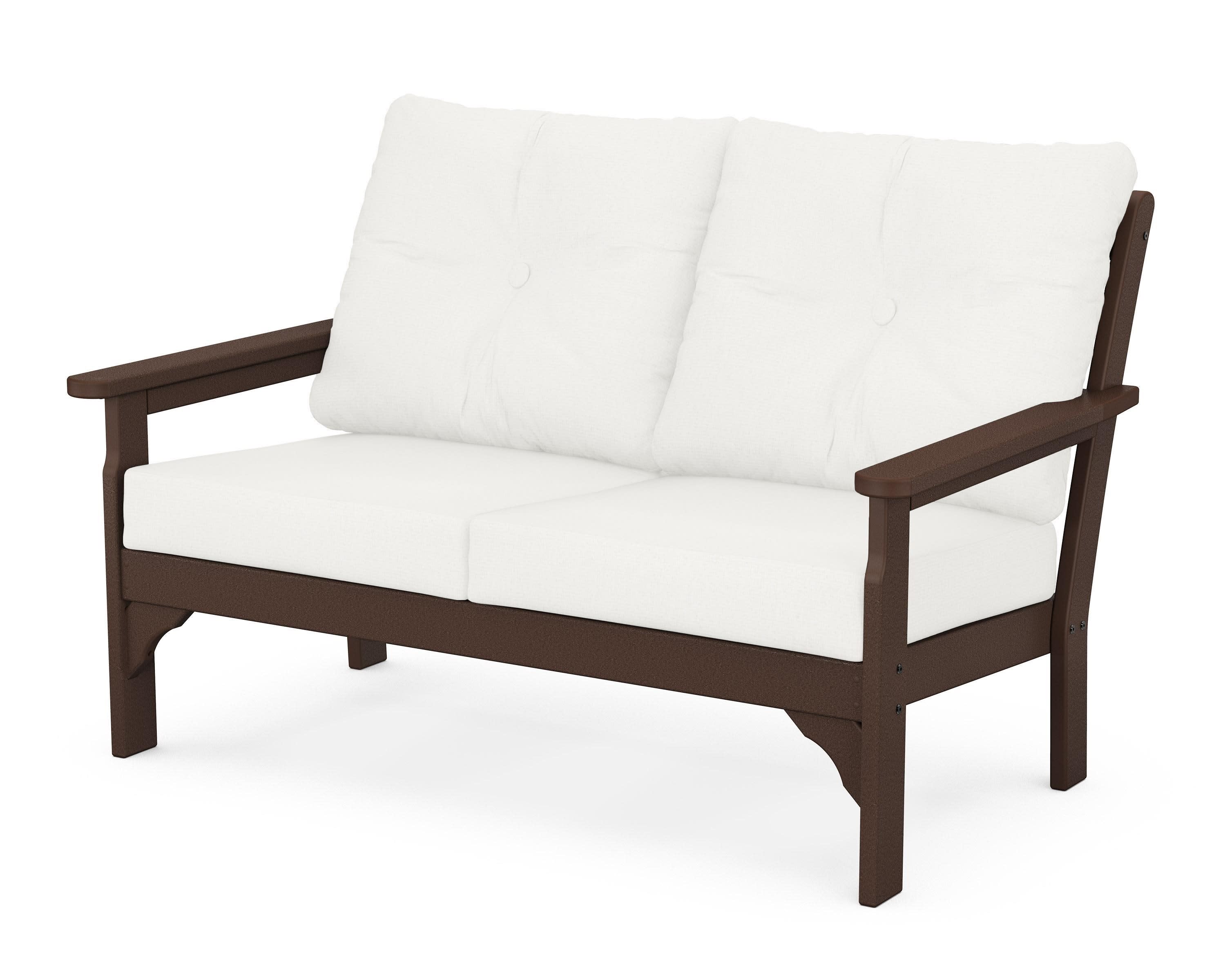 Vineyard Deep Seating Loveseat in Mahogany / Natural Linen