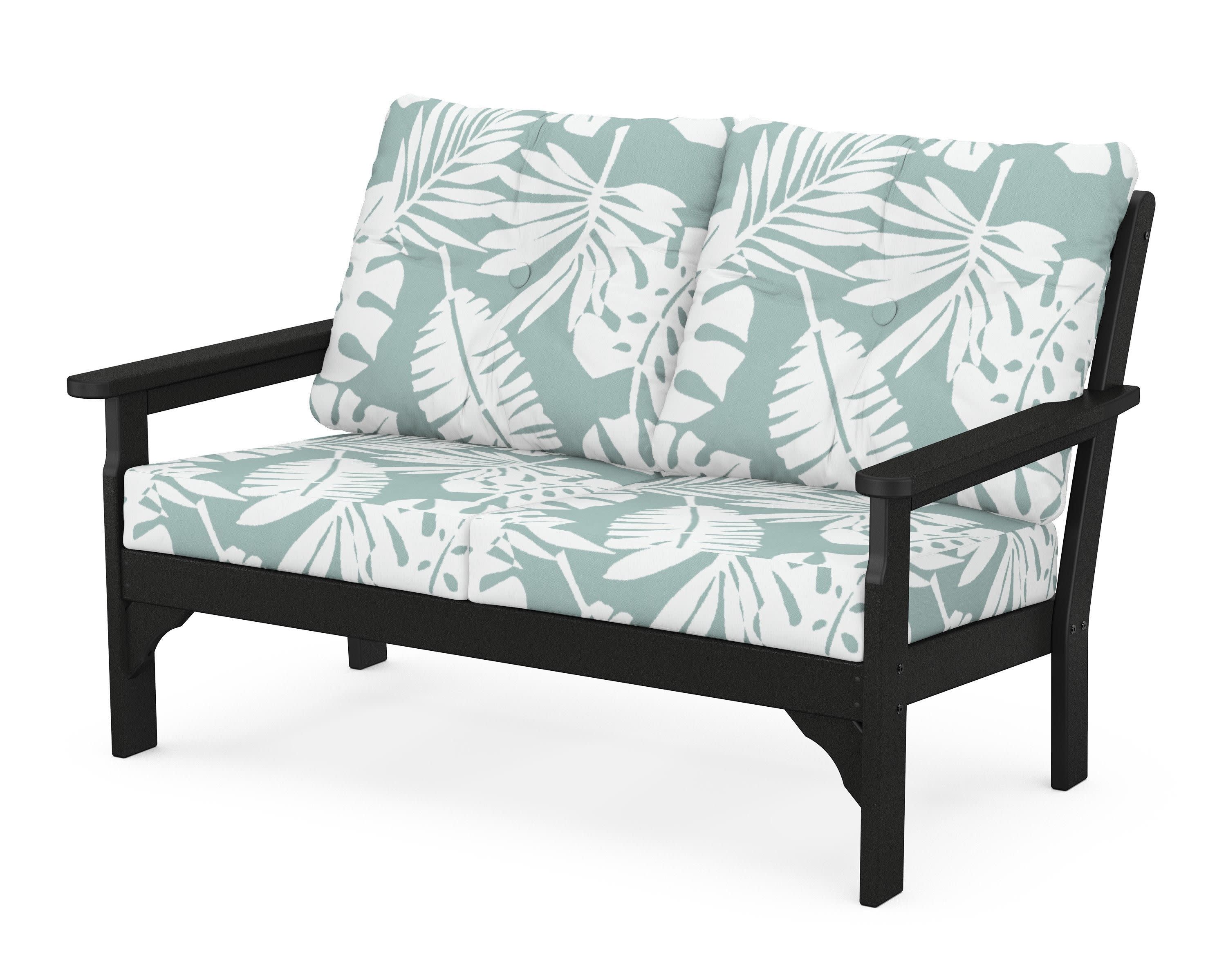 Vineyard Deep Seating Loveseat in Black / Leaf Glacier Spa