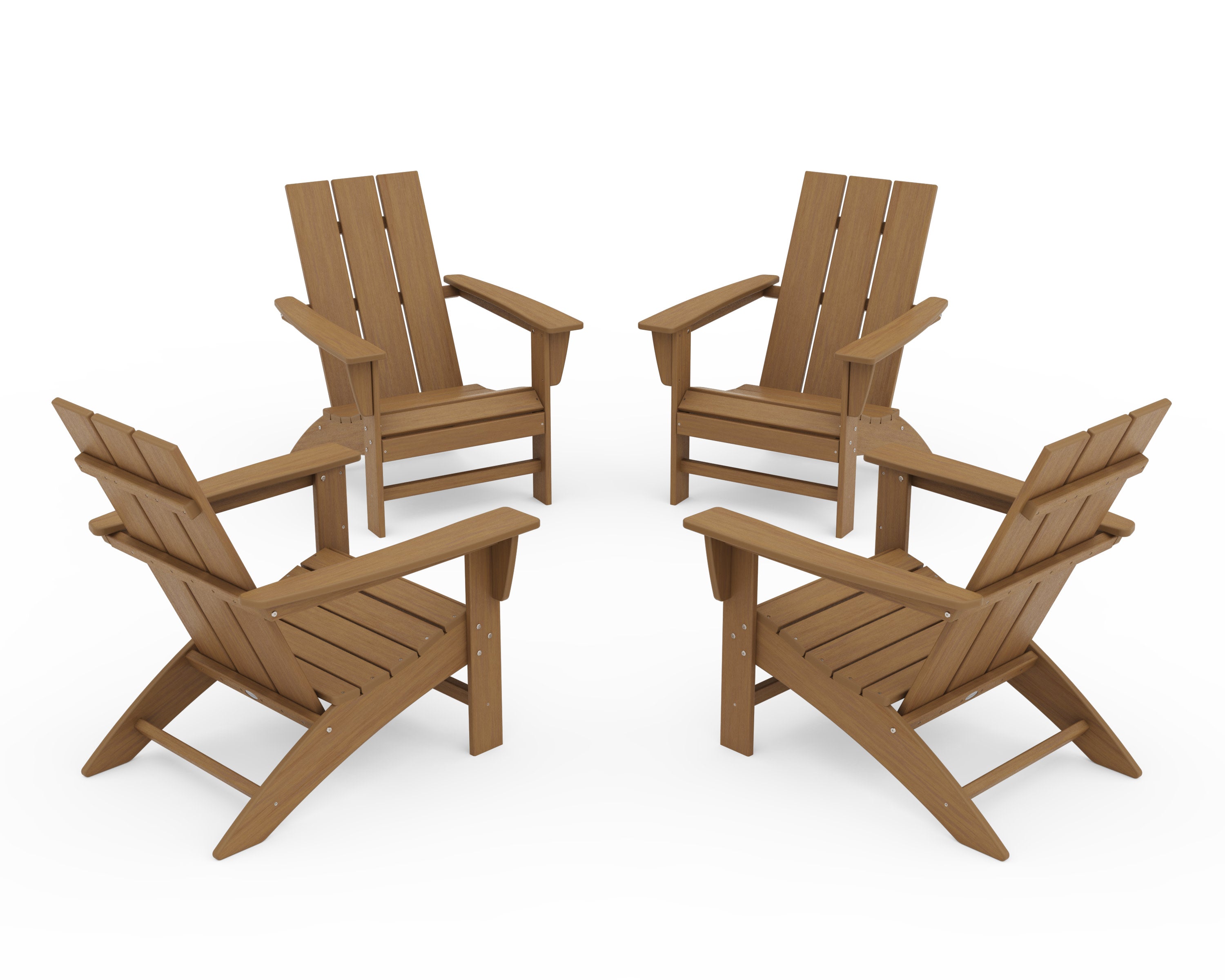 4-Piece Modern Adirondack Chair Conversation Set in Natural