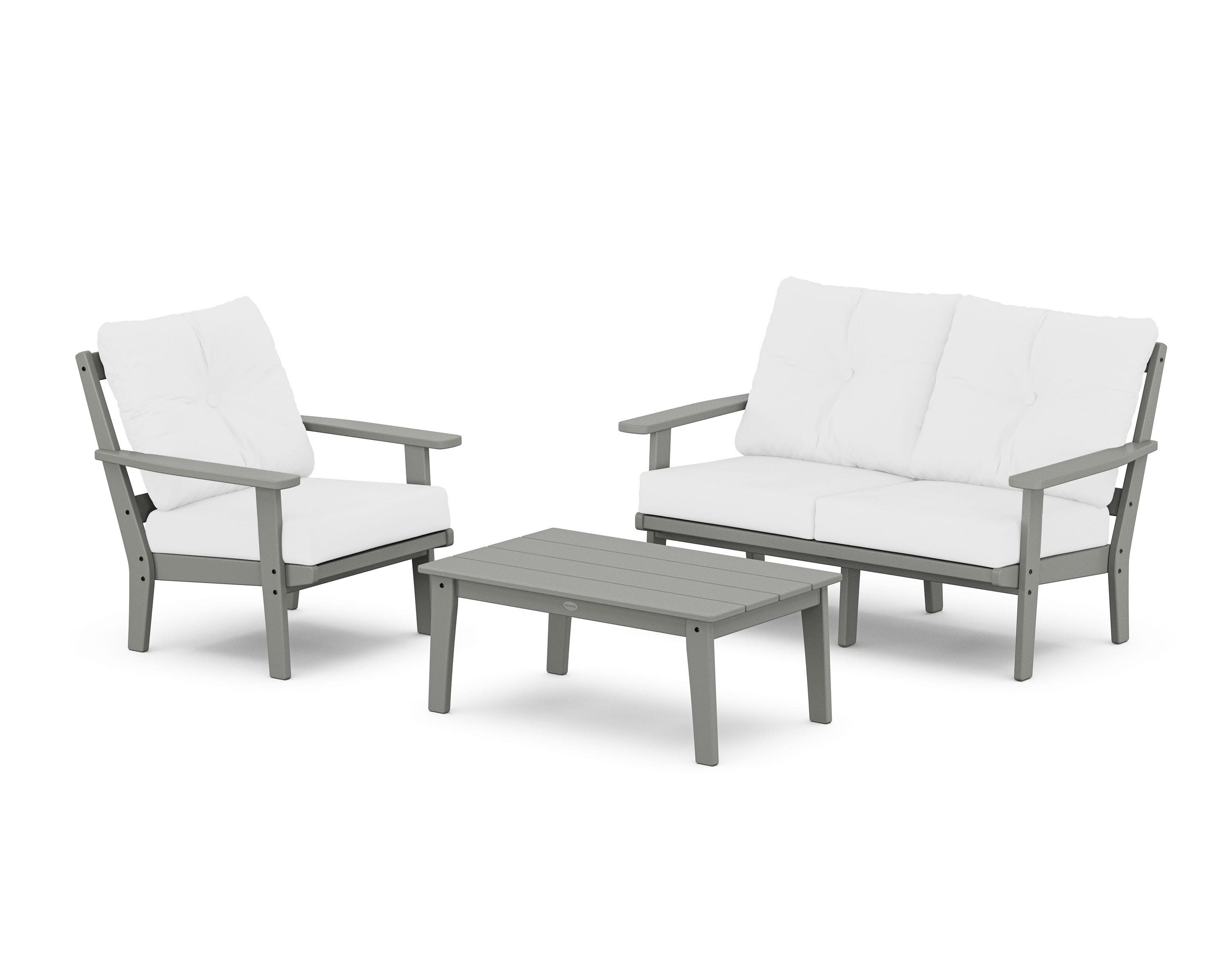 Oxford 3-Piece Deep Seating Set with Loveseat in Slate Grey / Natural