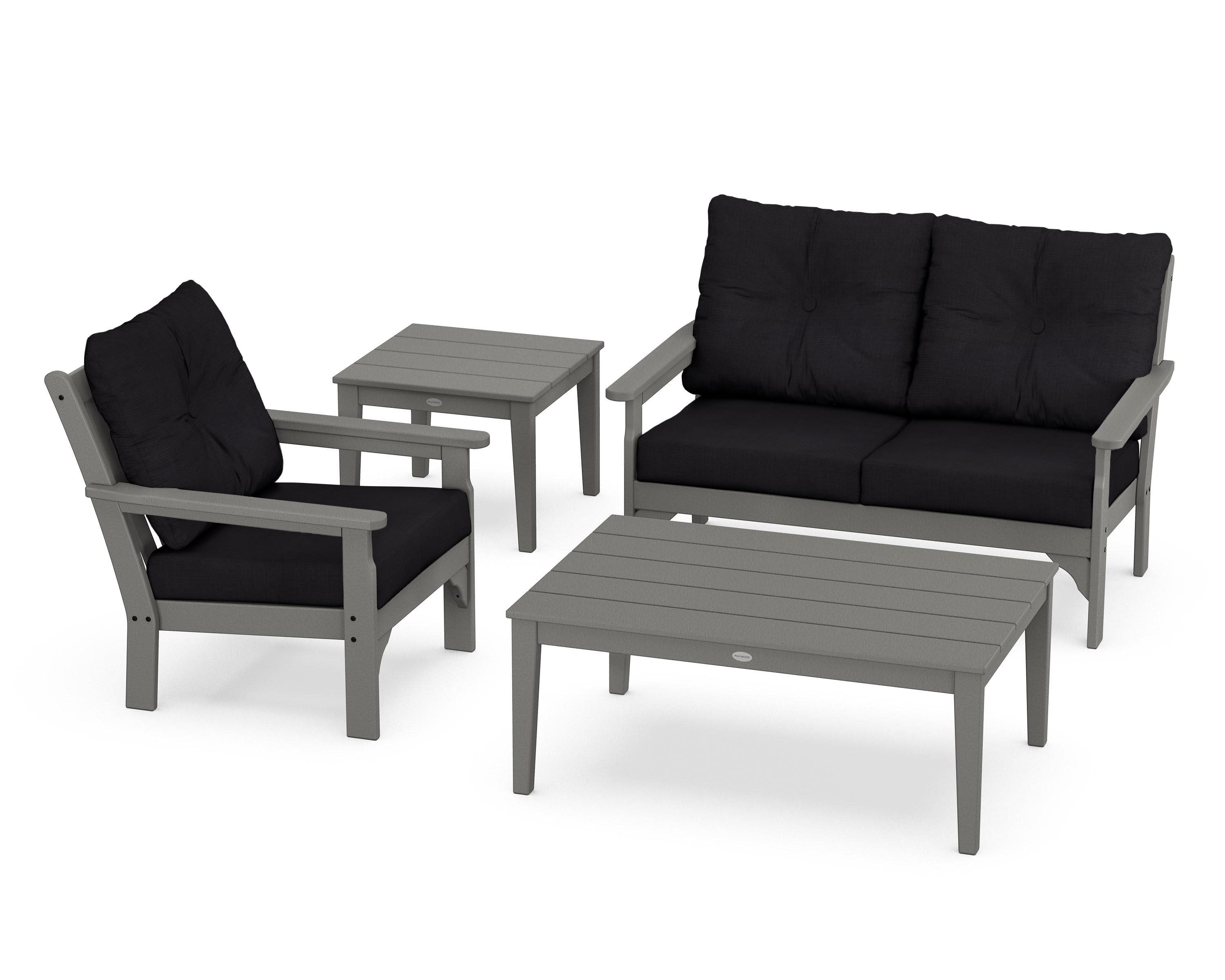 Vineyard 4-Piece Deep Seating Set in Slate Grey / Midnight Linen