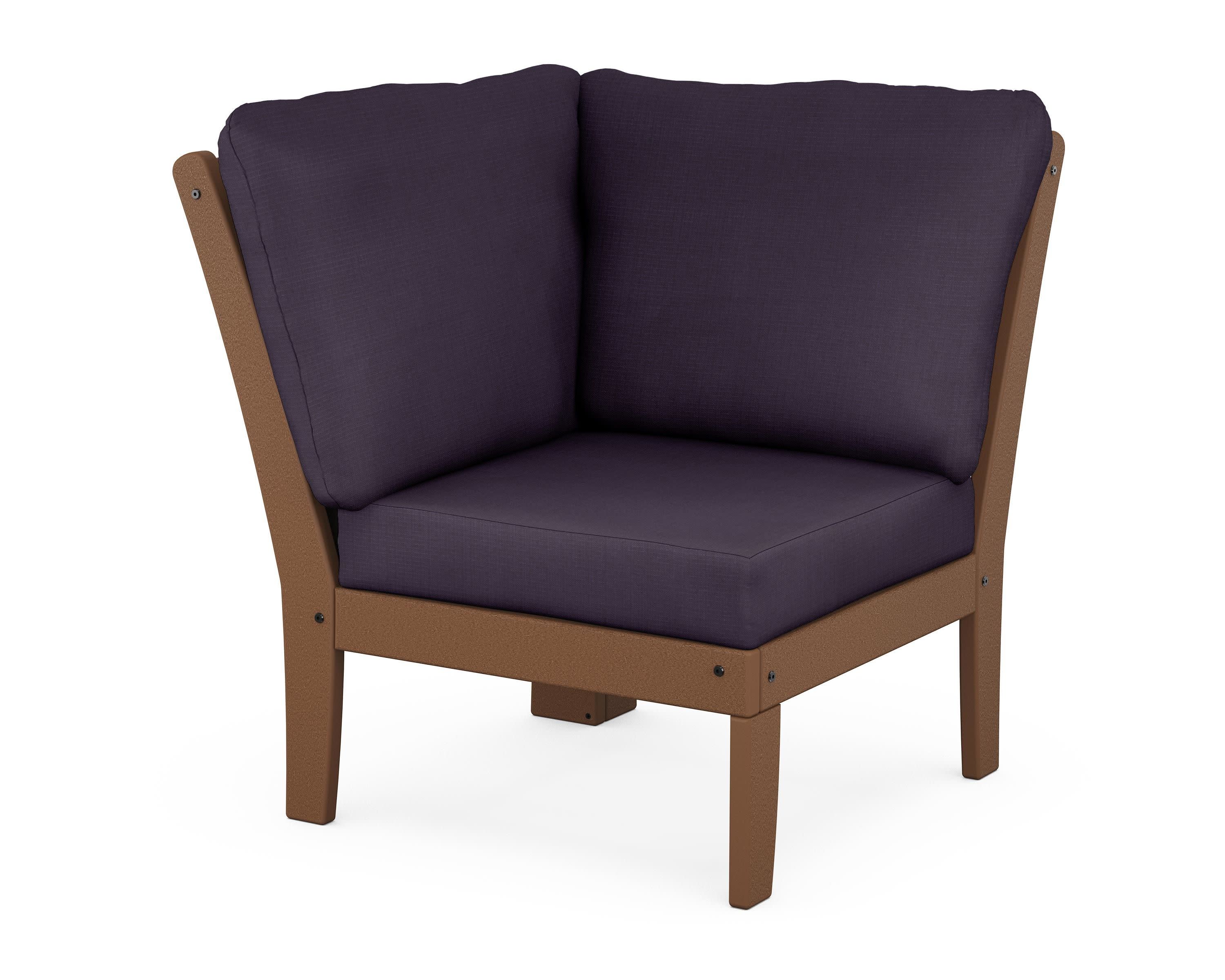 Braxton Modular Corner Chair in Teak / Navy Linen