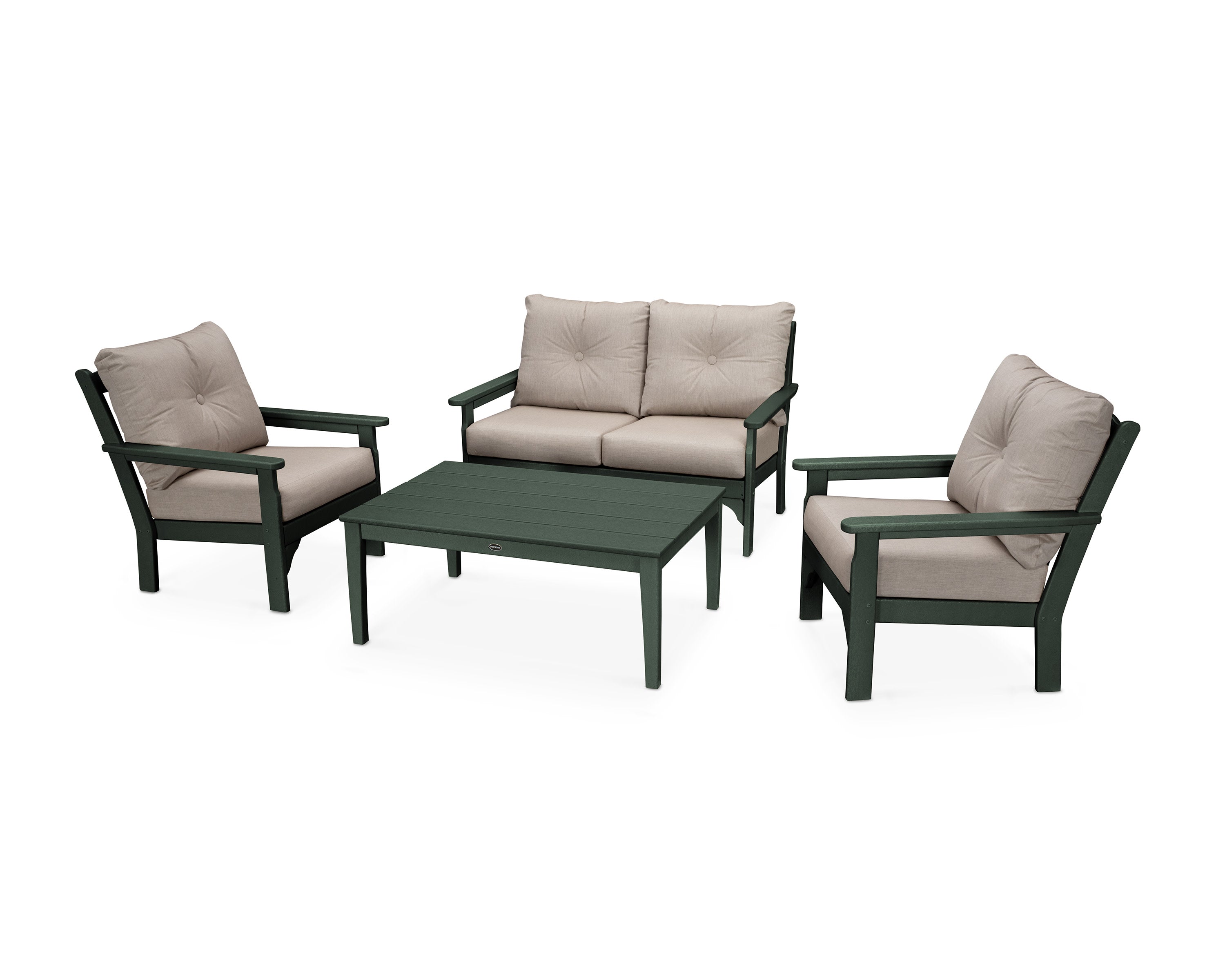 Vineyard 4-Piece Deep Seating Set in Green / Cast Ash