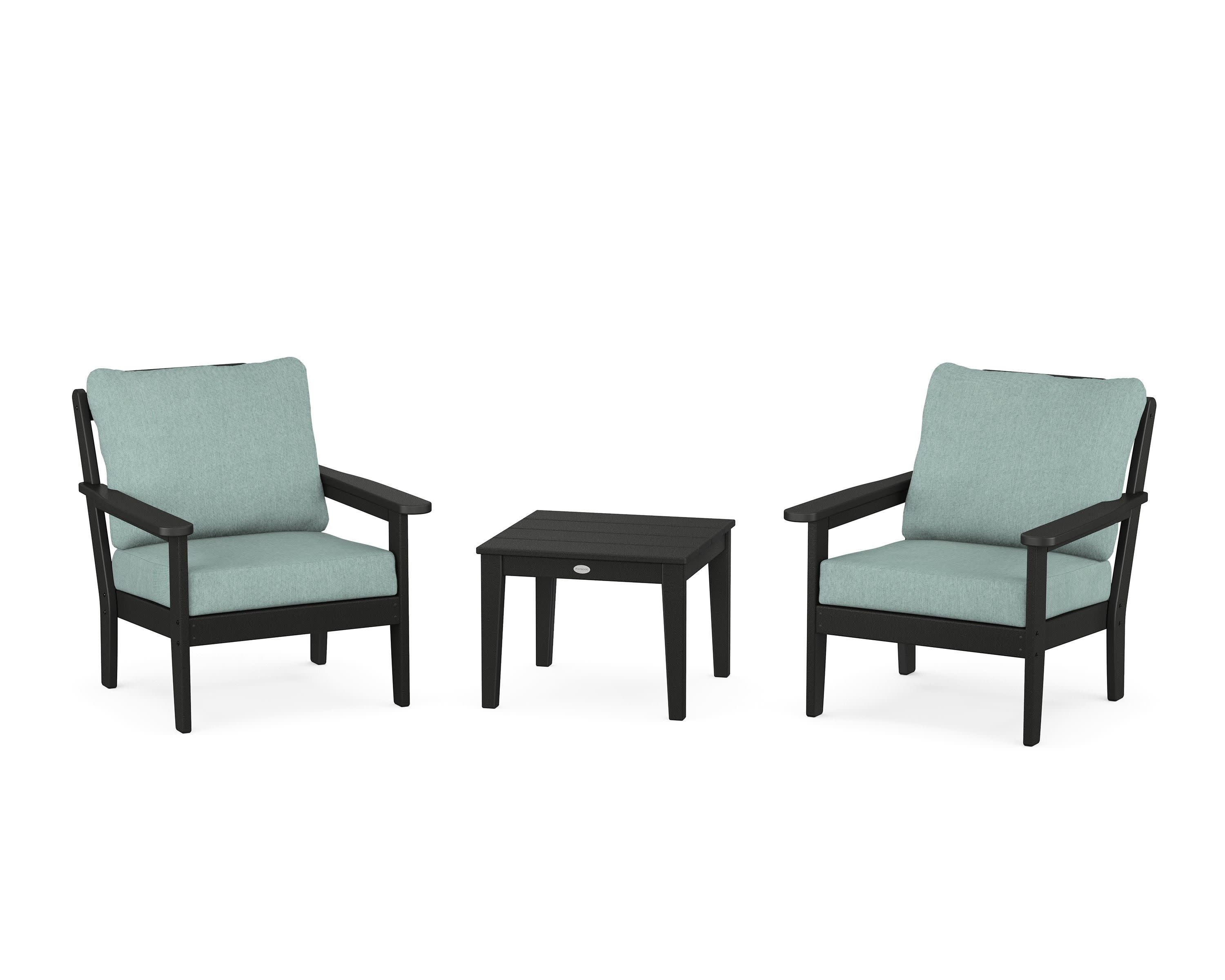 Cottage 3-Piece Deep Seating Set in Black / Glacier Spa