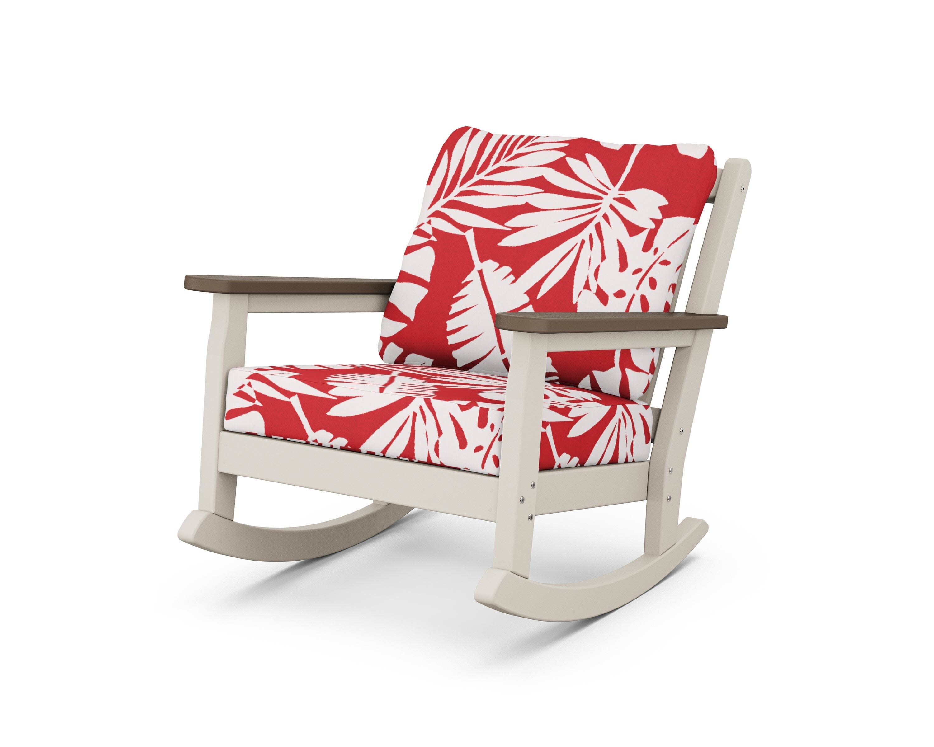 Chippendale Deep Seating Rocking Chair in Sand / Kona / Leaf Crimson