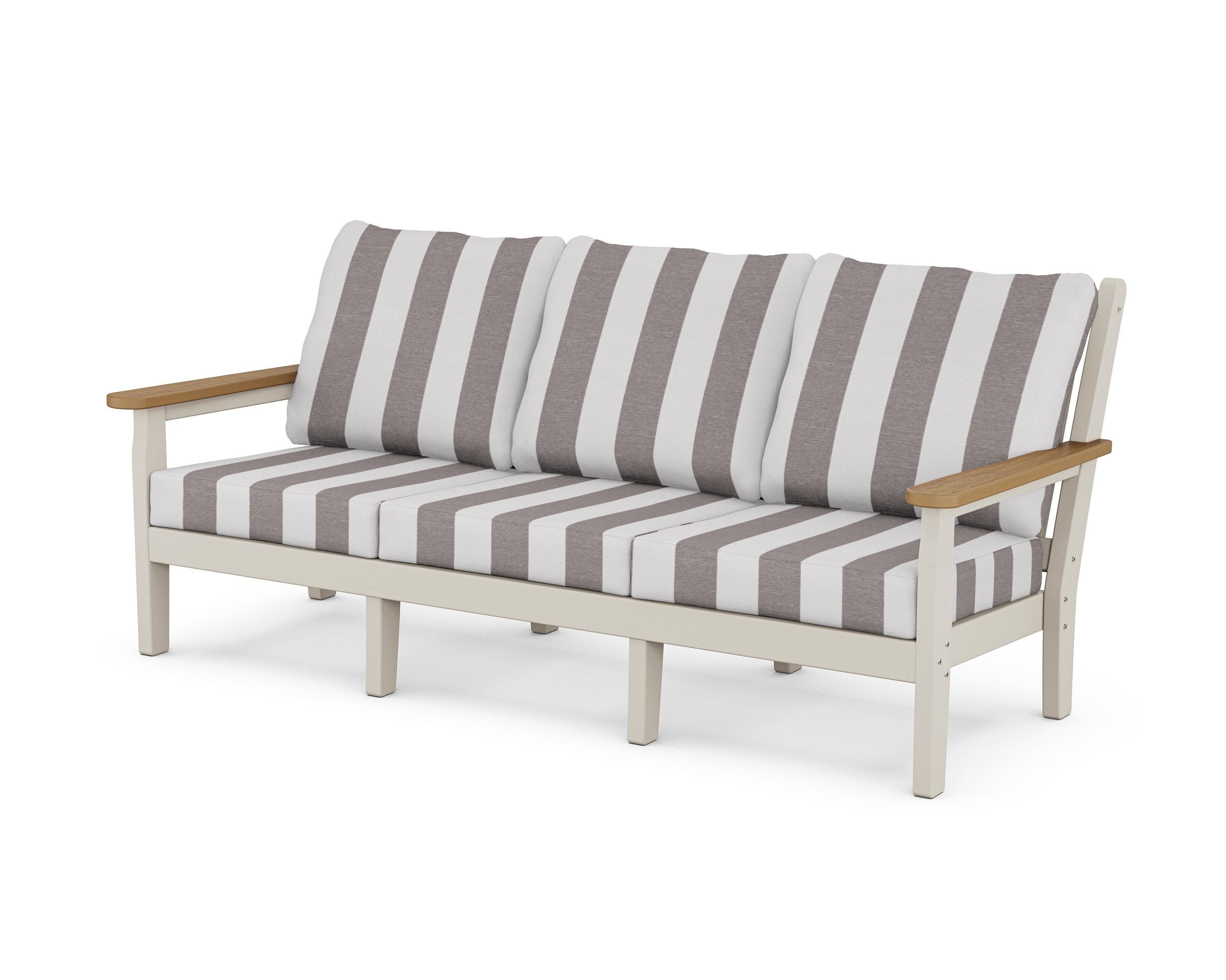 Chippendale Deep Seating Sofa in Sand / Natural / Cabana Stripe Grey Mist