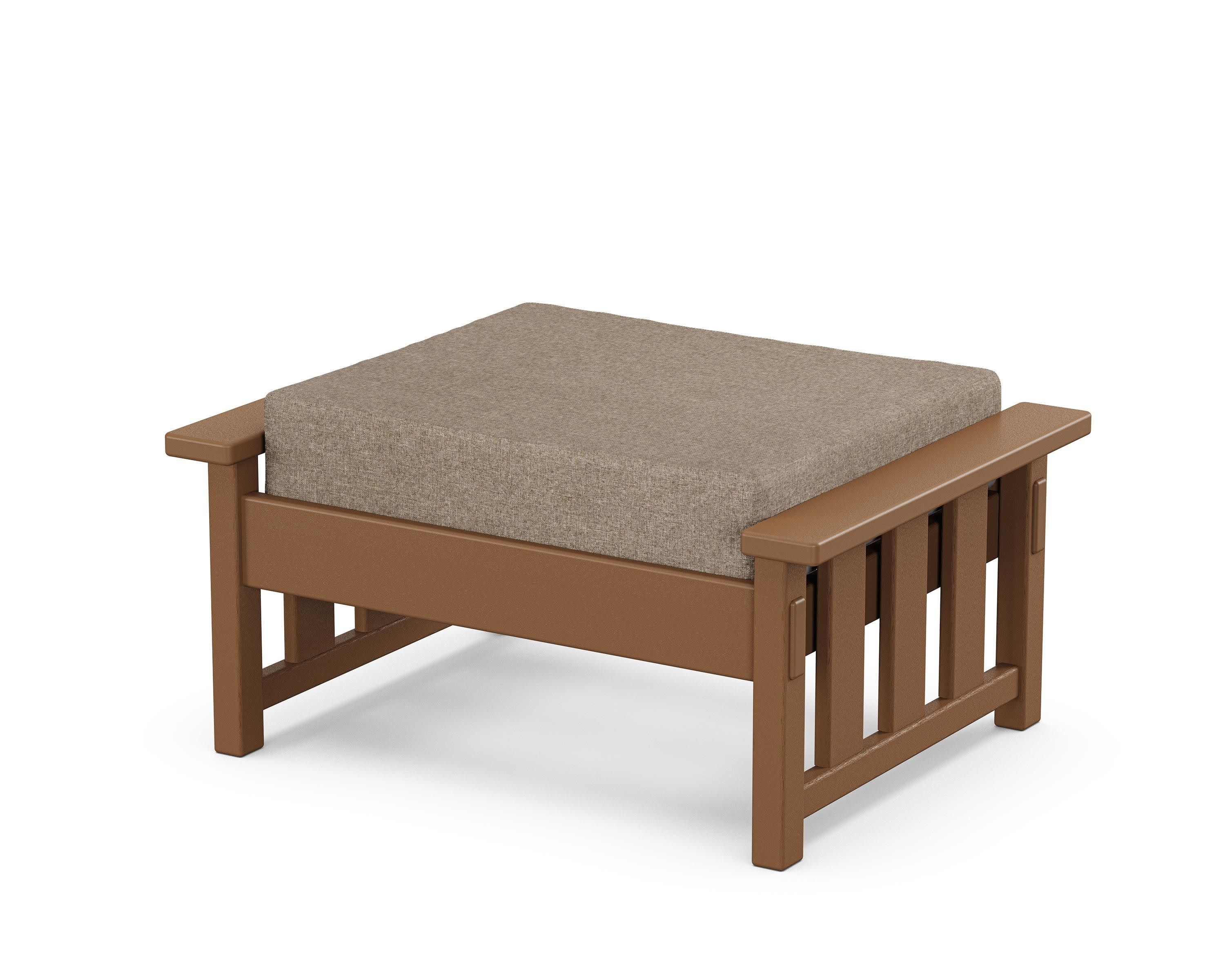 Acadia Deep Seating Ottoman in Teak / Spiced Burlap