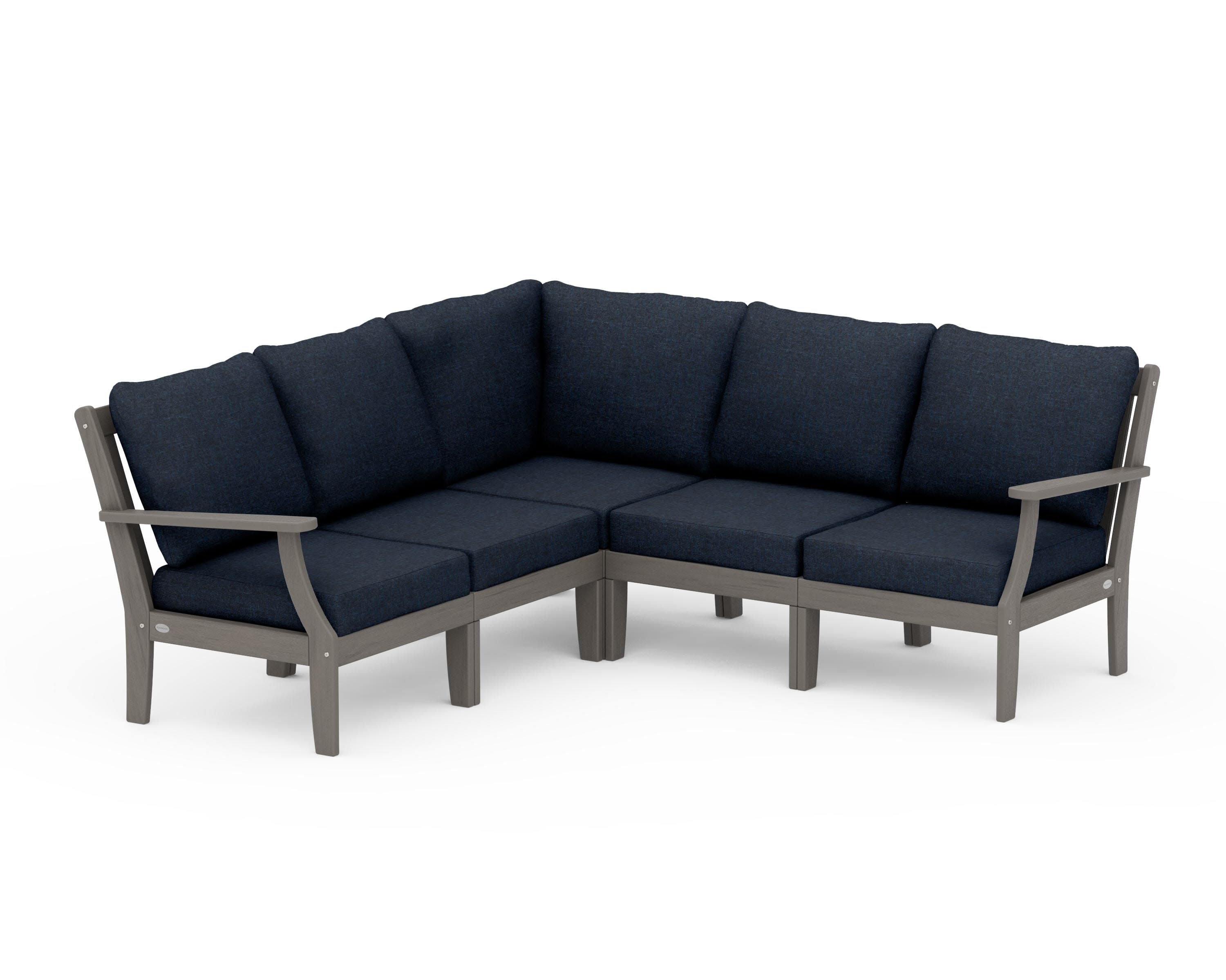 Braxton Modular 5-Piece Deep Seating Set in Driftwood / Marine Indigo