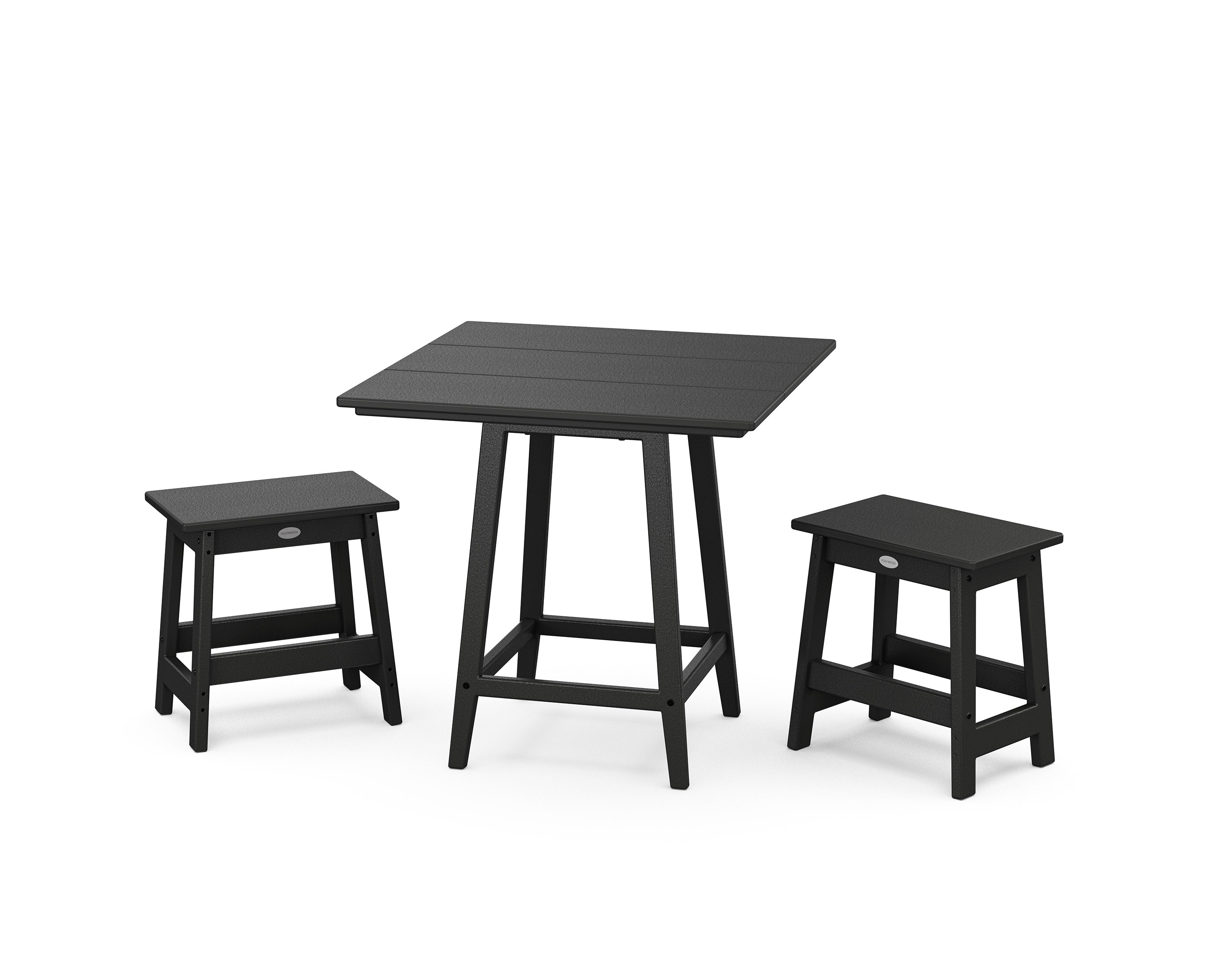 Modern Studio Stool 3-Piece Square Bistro Set in Black