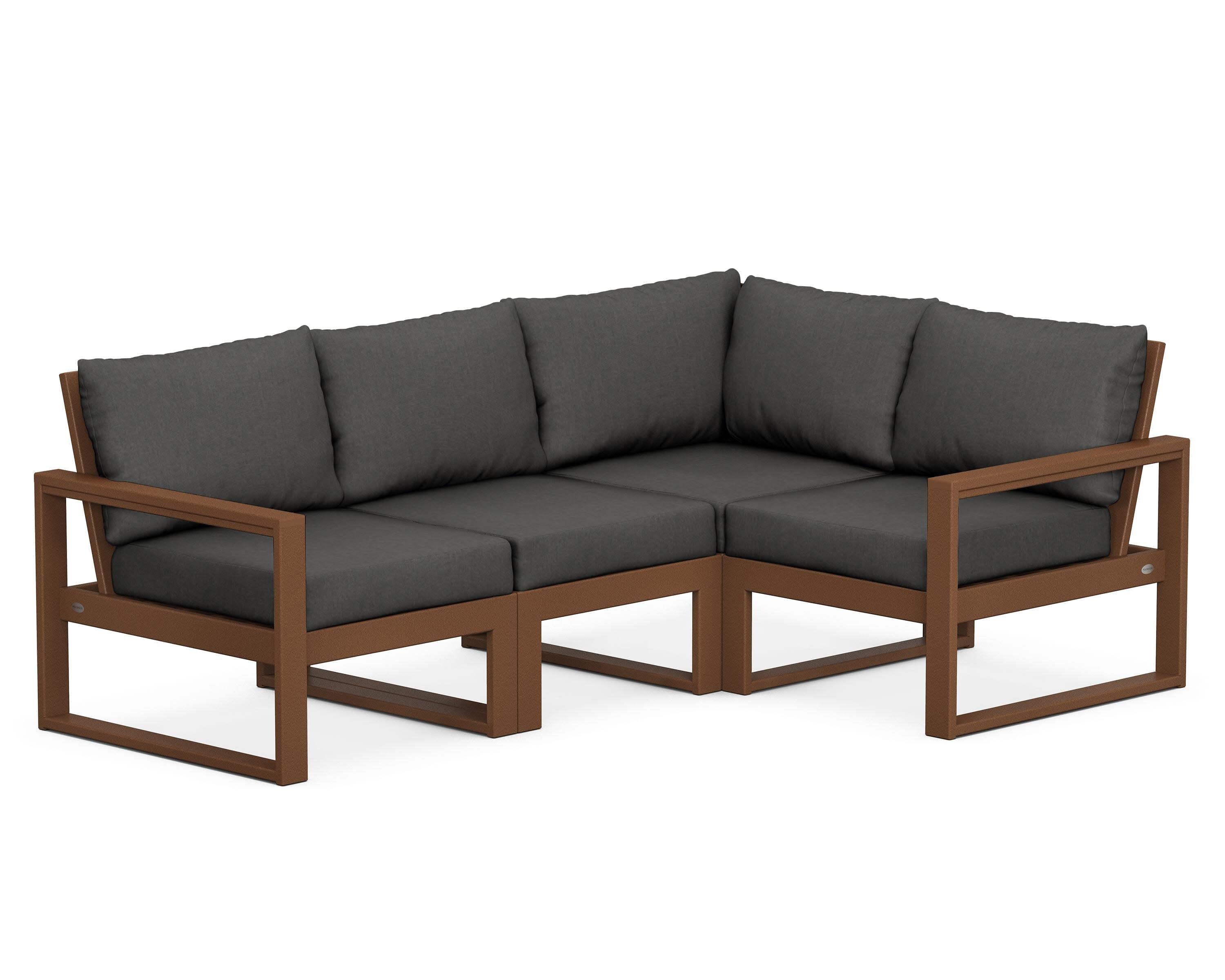 EDGE 4-Piece Modular Deep Seating Set in Teak / Spectrum Carbon