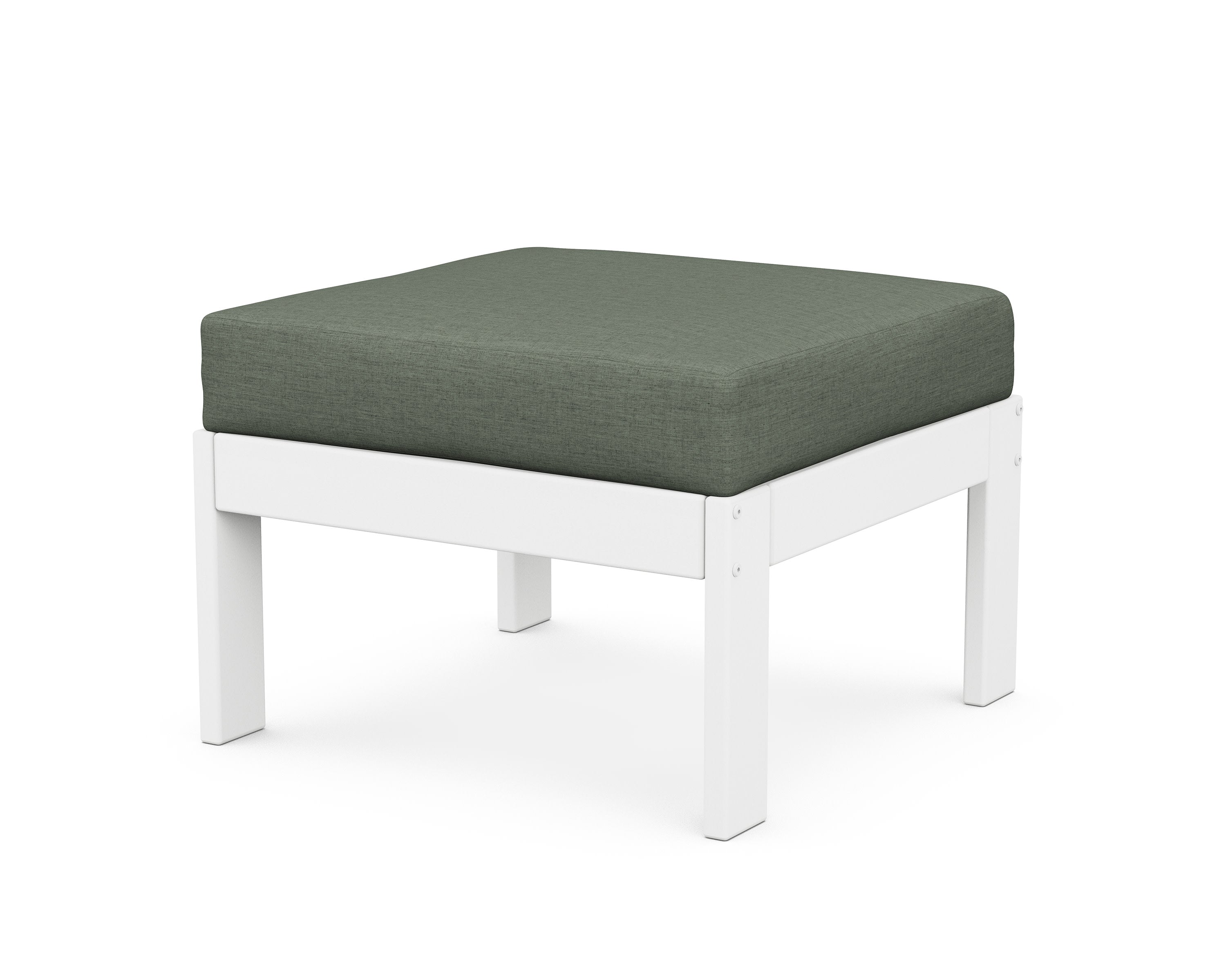 Vineyard Modular Ottoman in White / Cast Sage