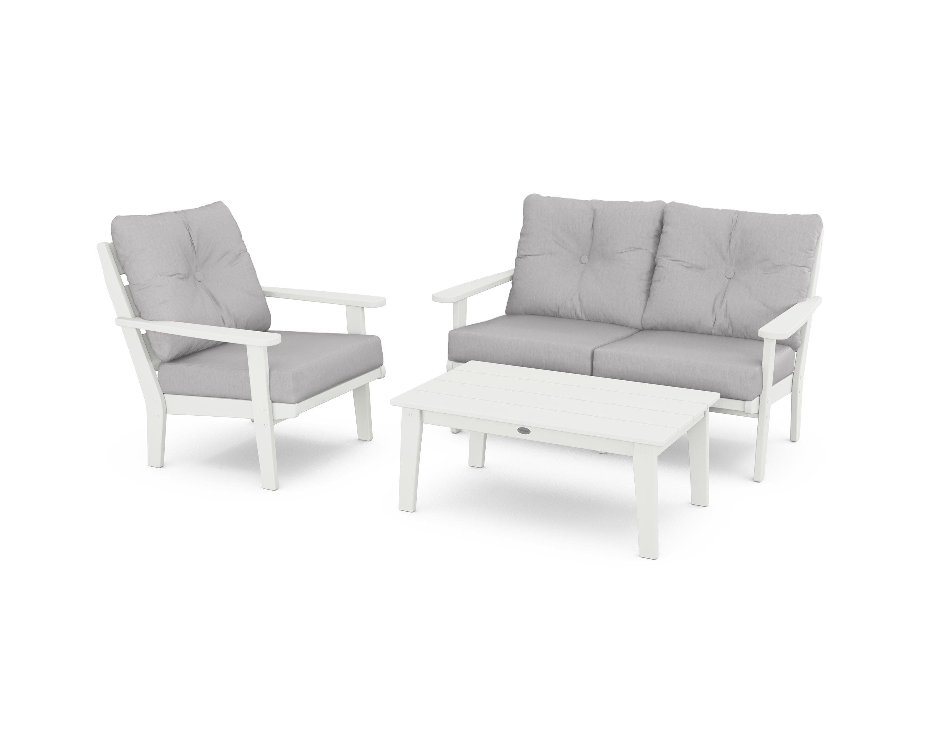 Lakeside 3-Piece Deep Seating Set in Vintage White / Granite