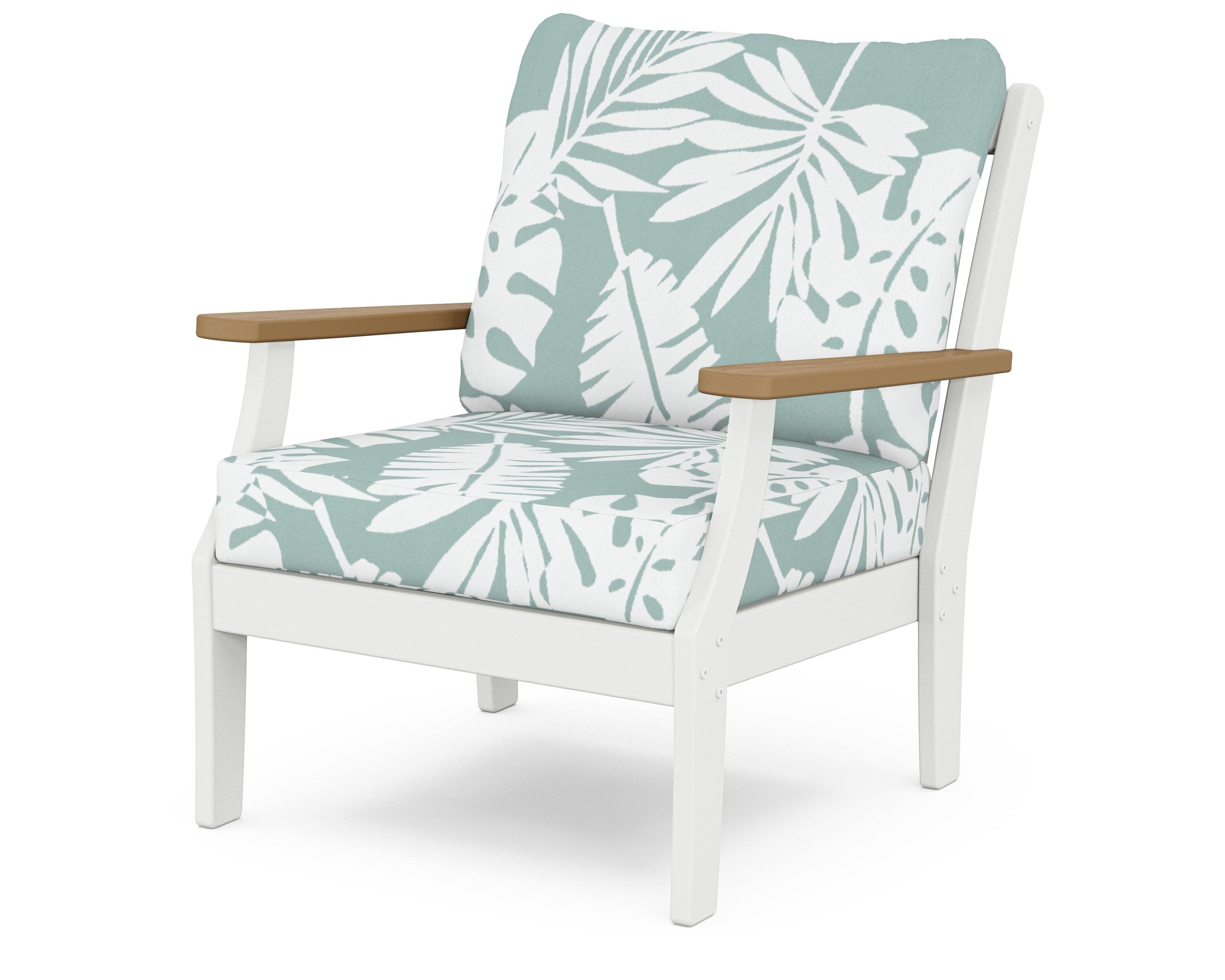 Braxton Deep Seating Chair in White / Natural / Leaf Glacier Spa
