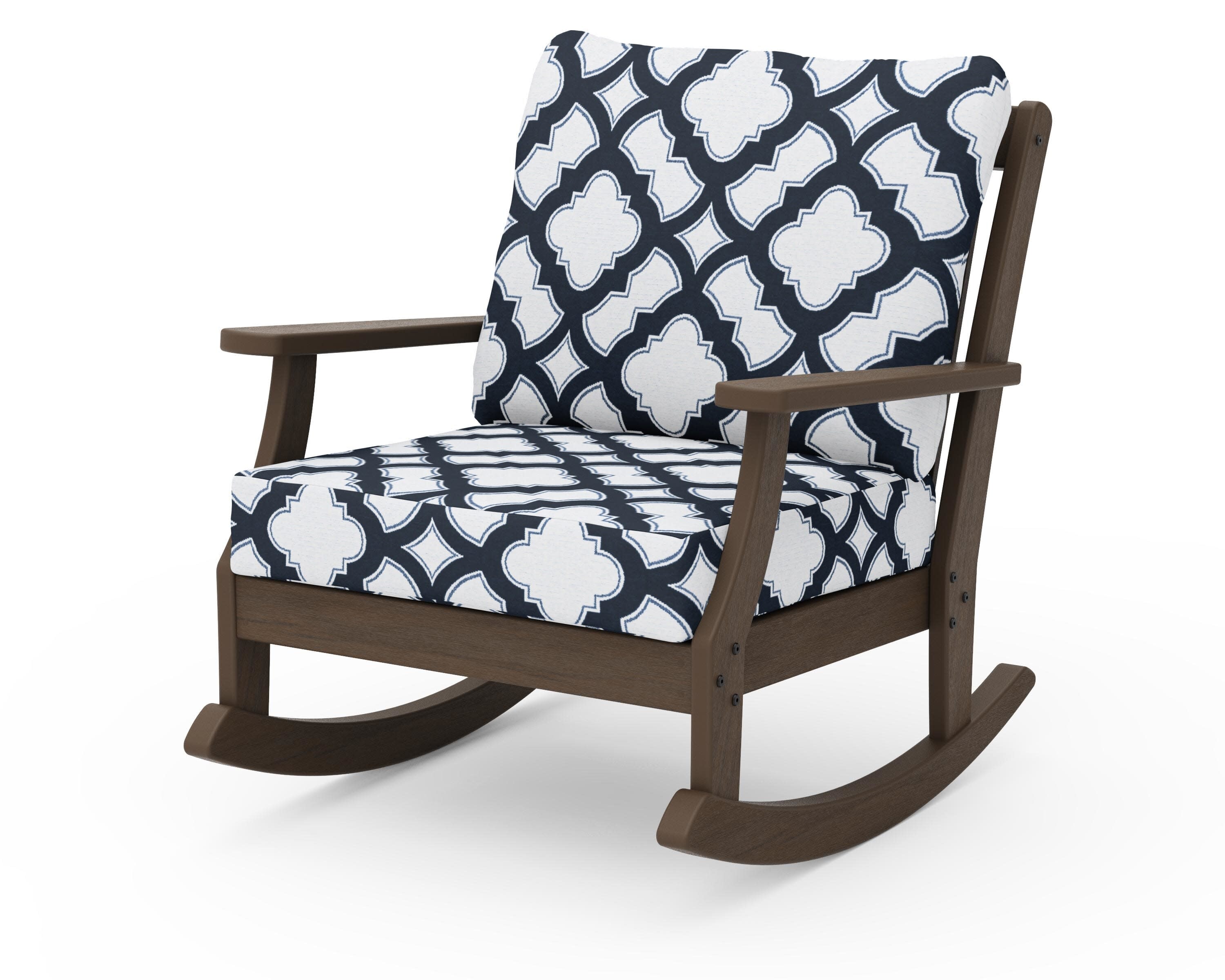 Braxton Deep Seating Rocking Chair in Kona / Trellis Marine Indigo