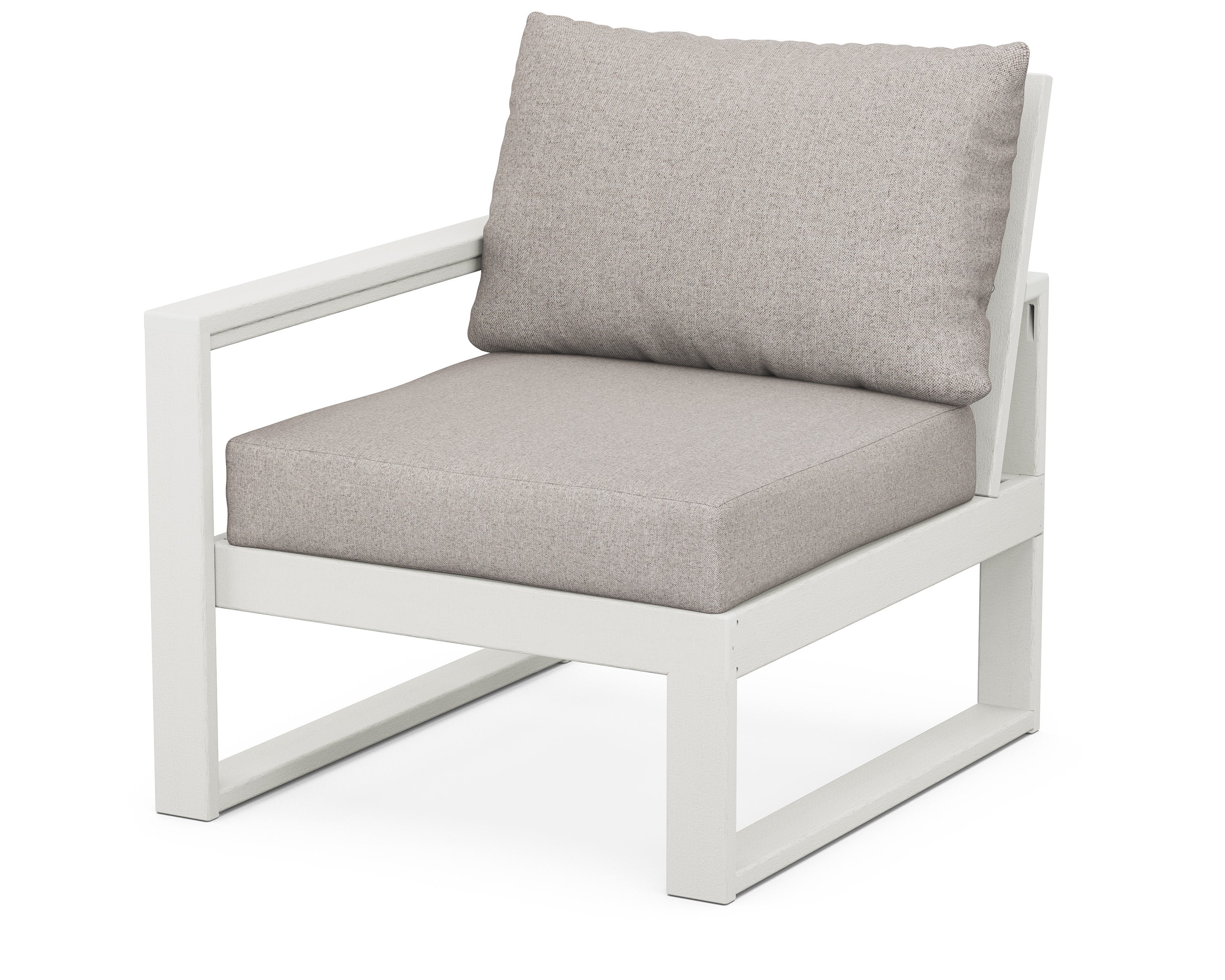 EDGE Modular Left Arm Chair in Vintage White / Weathered Tweed