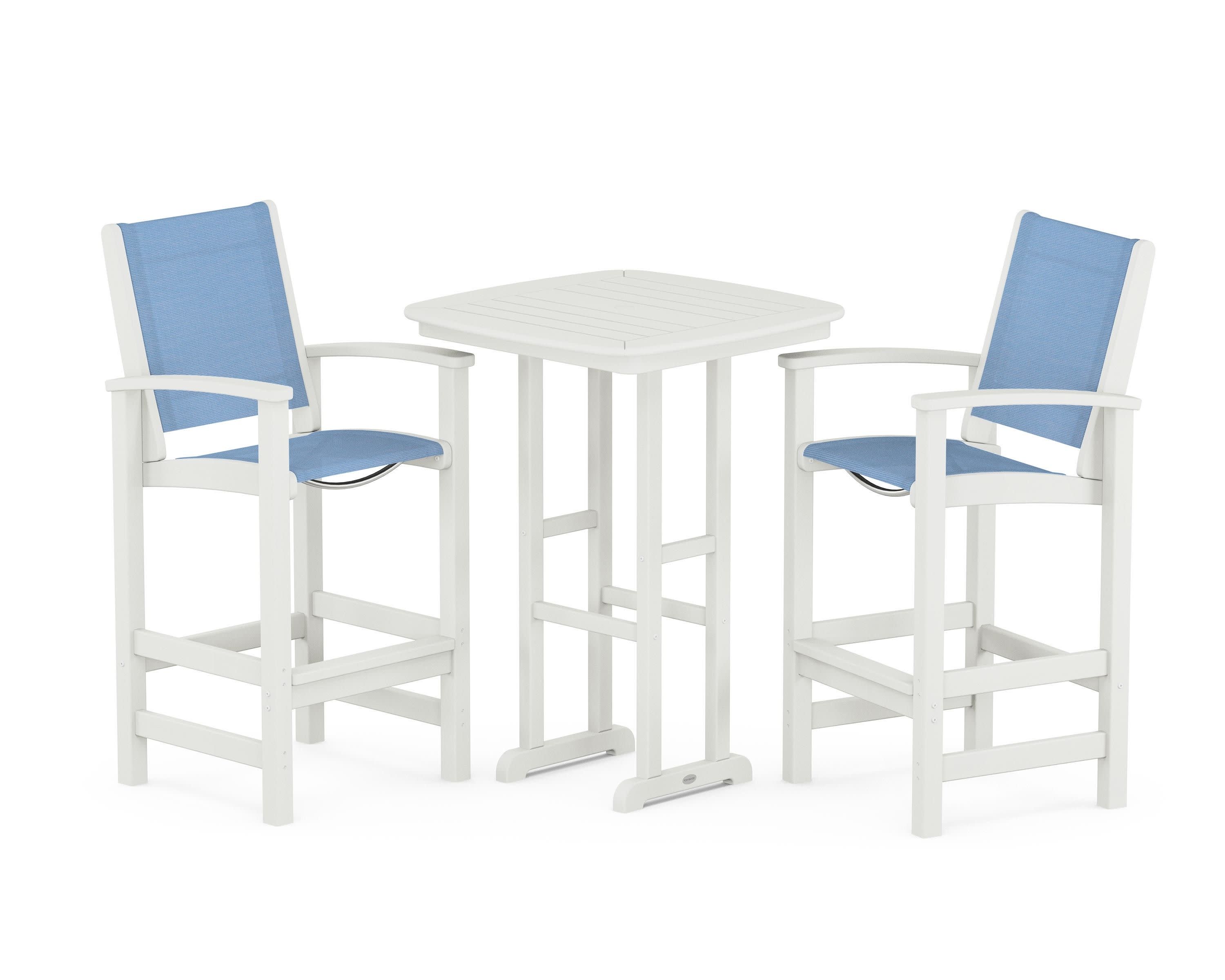 Coastal 3-Piece Bar Set in Vintage White / Poolside Sling
