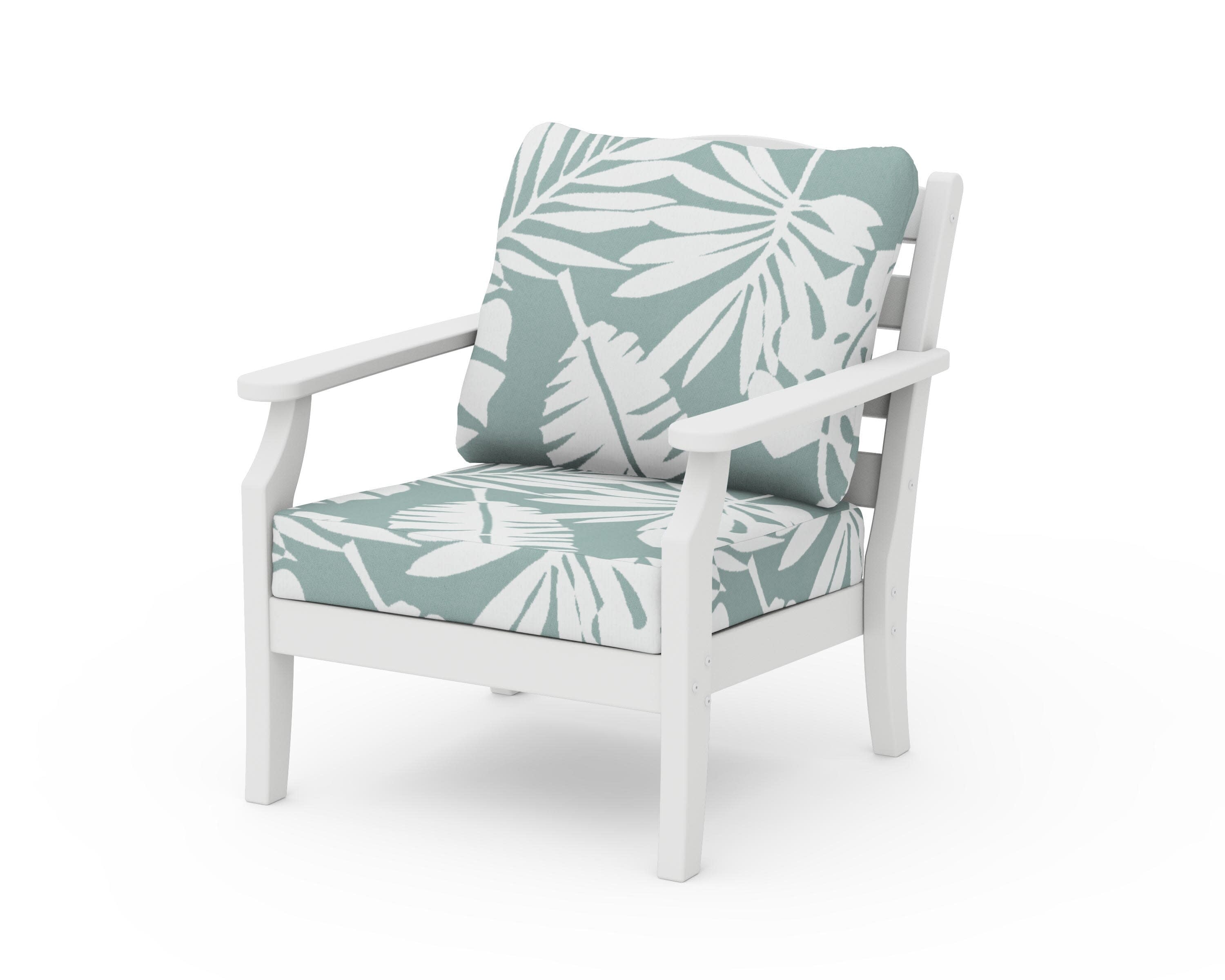 Savannah Deep Seating Chair in White / Leaf Glacier Spa