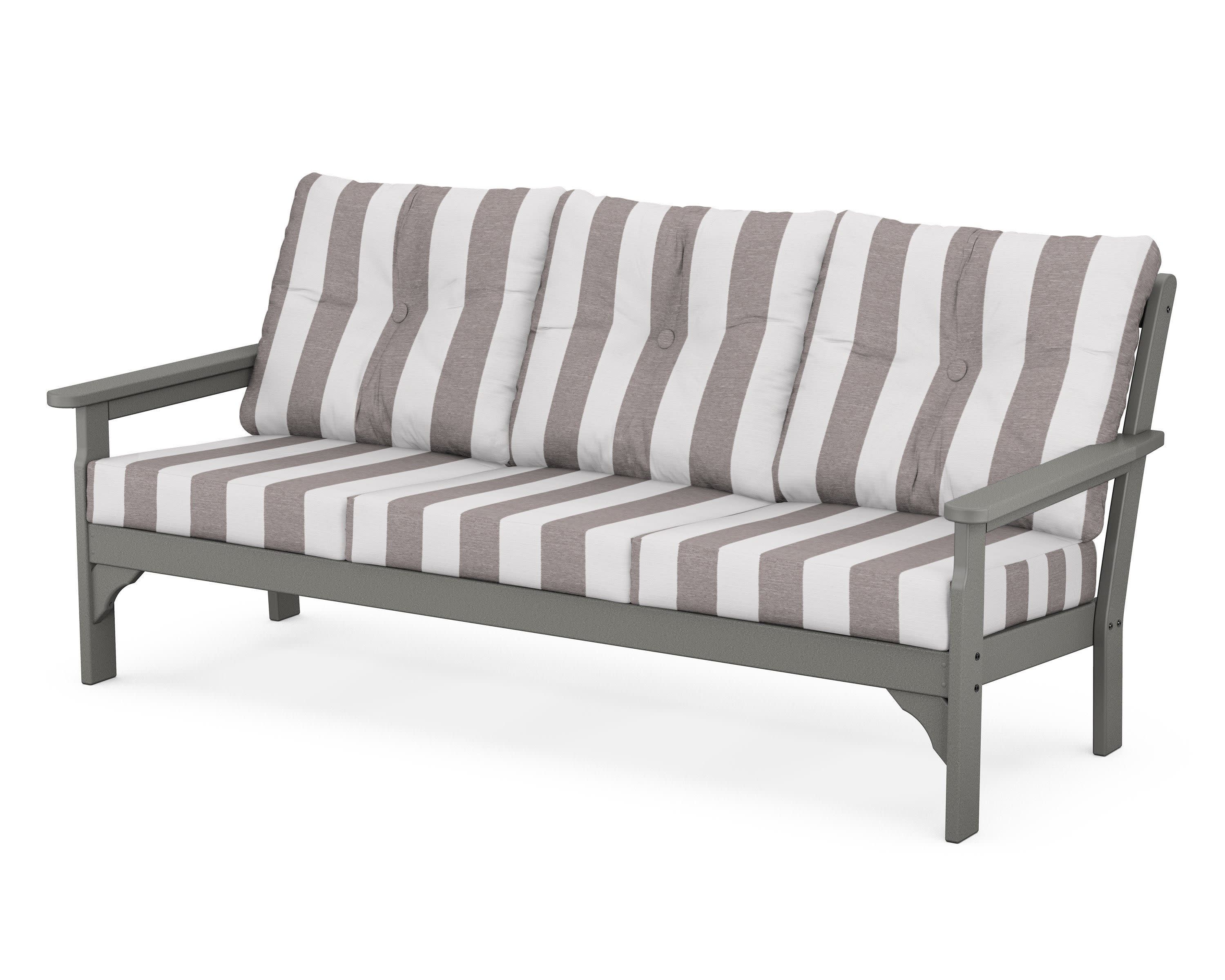 Vineyard Deep Seating Sofa in Slate Grey / Cabana Stripe Grey Mist