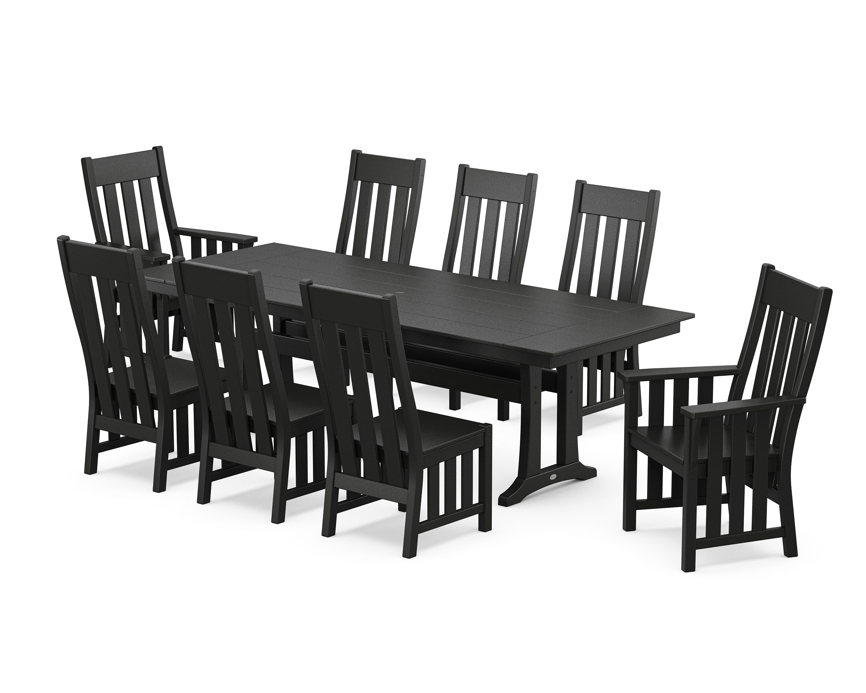 Acadia 9-Piece Farmhouse Dining Set with Trestle Legs in Black