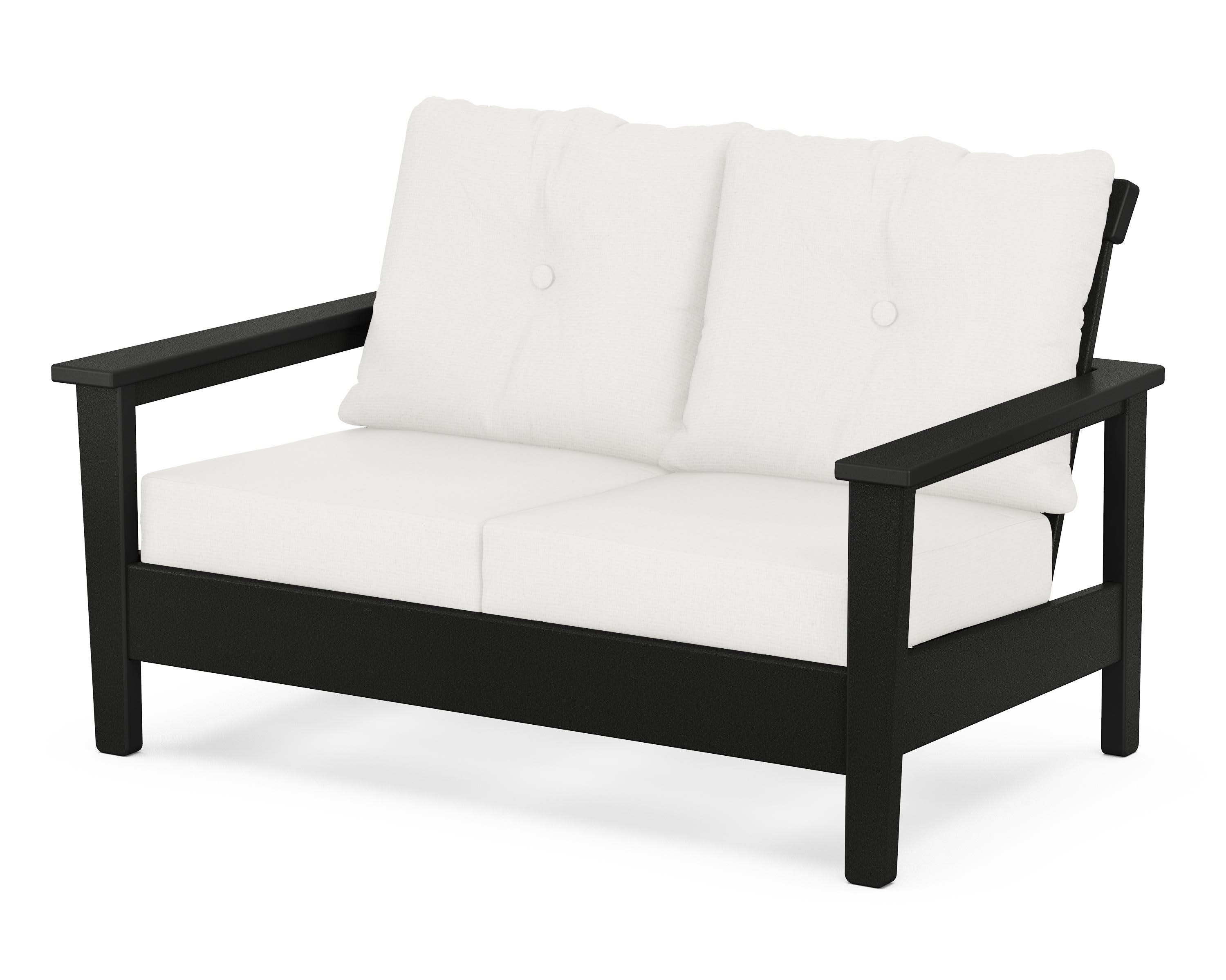 Prescott Deep Seating Loveseat in Black / Natural Linen