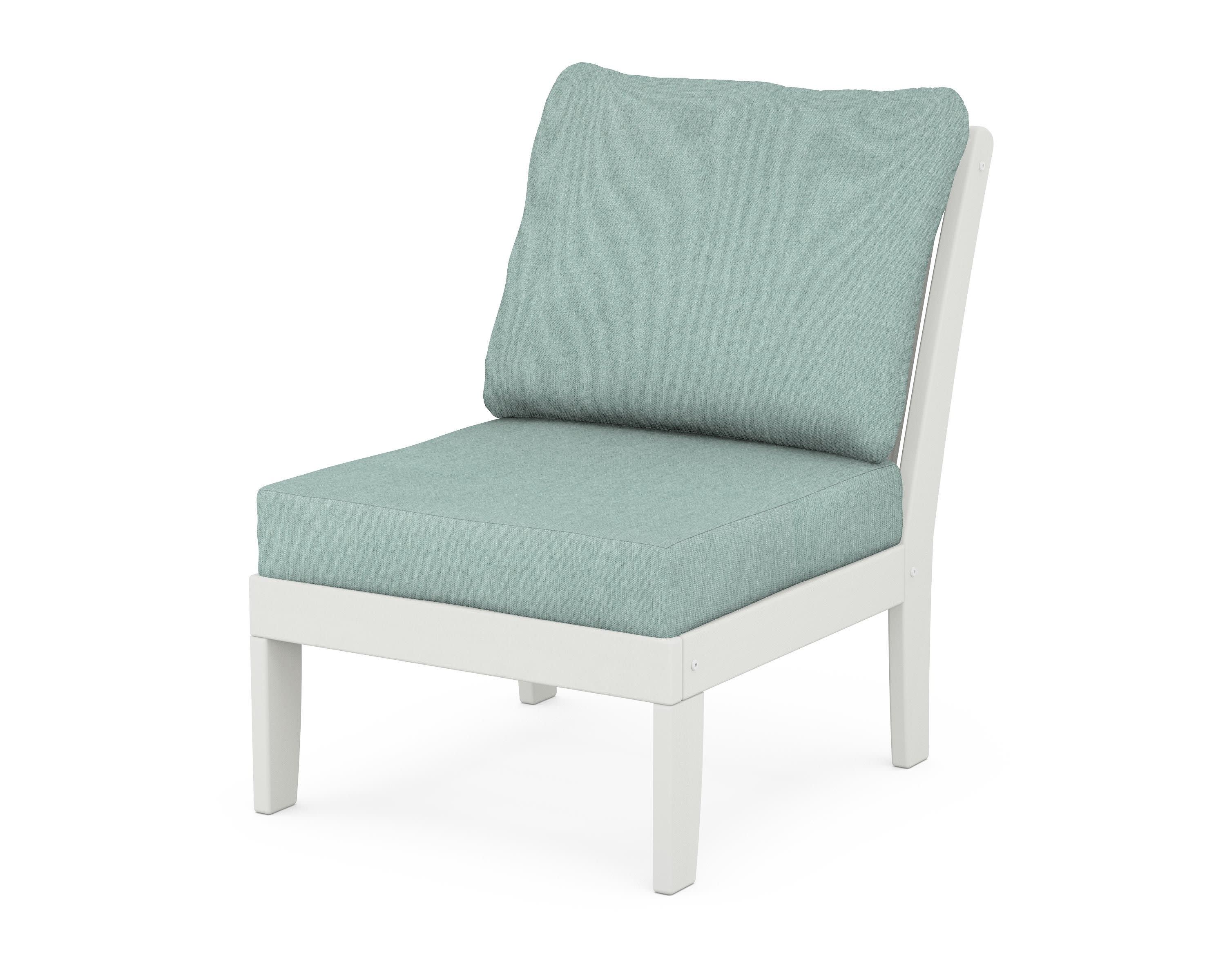 Braxton Modular Armless Chair in Vintage White / Glacier Spa