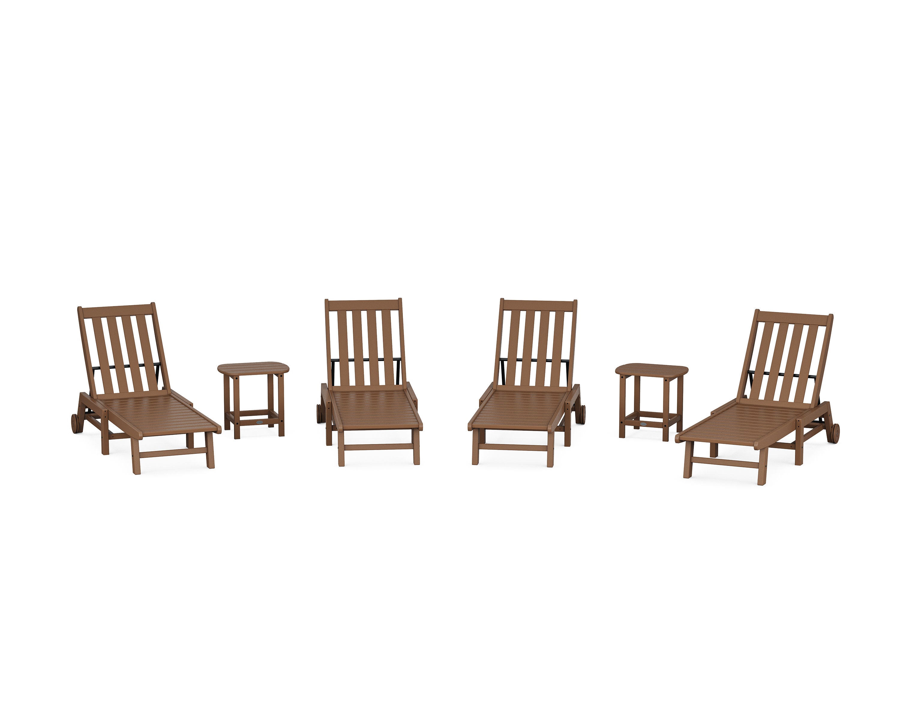 Vineyard 6-Piece Chaise with Wheels Set in Teak