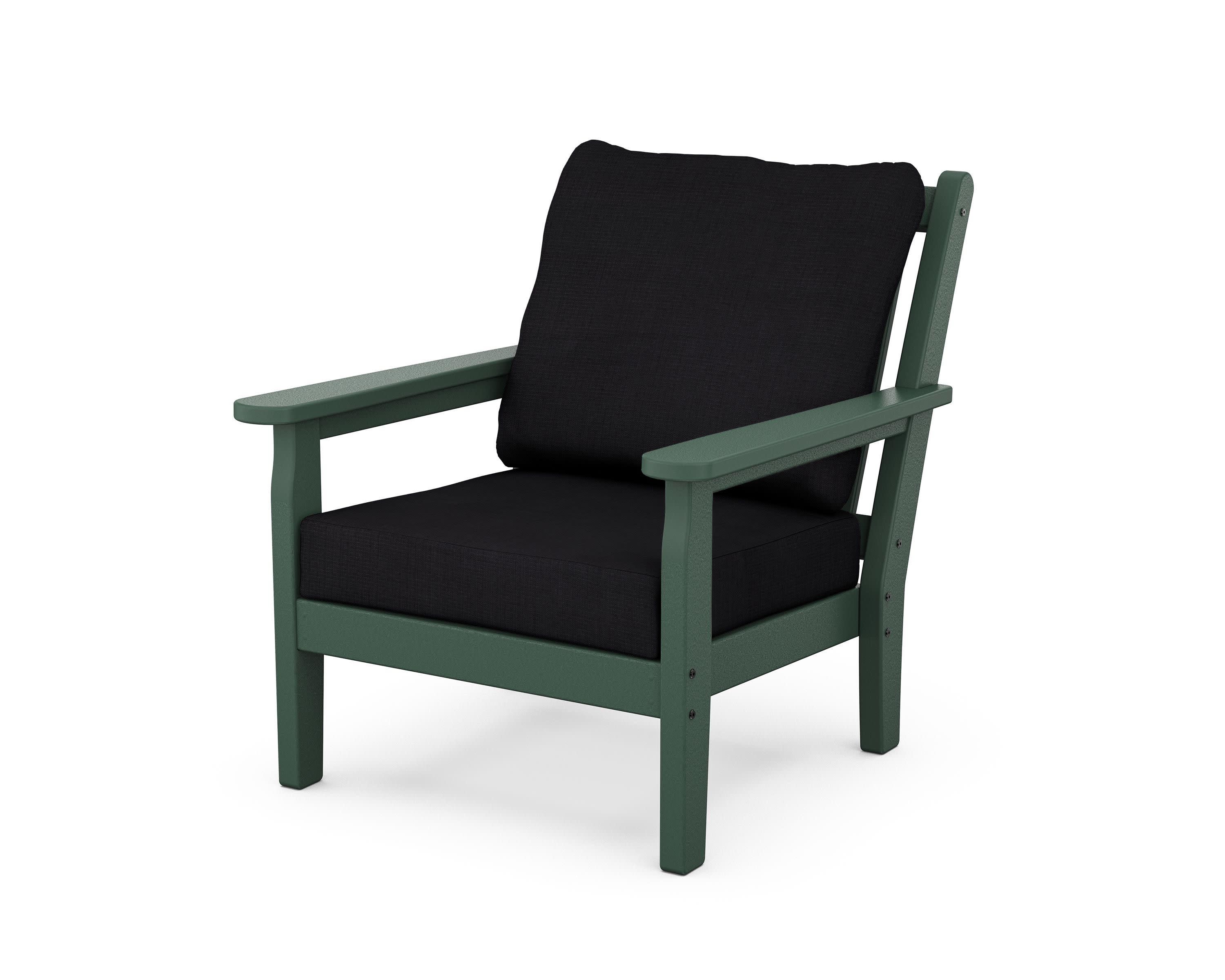 Chippendale Deep Seating Chair in Green / Midnight Linen