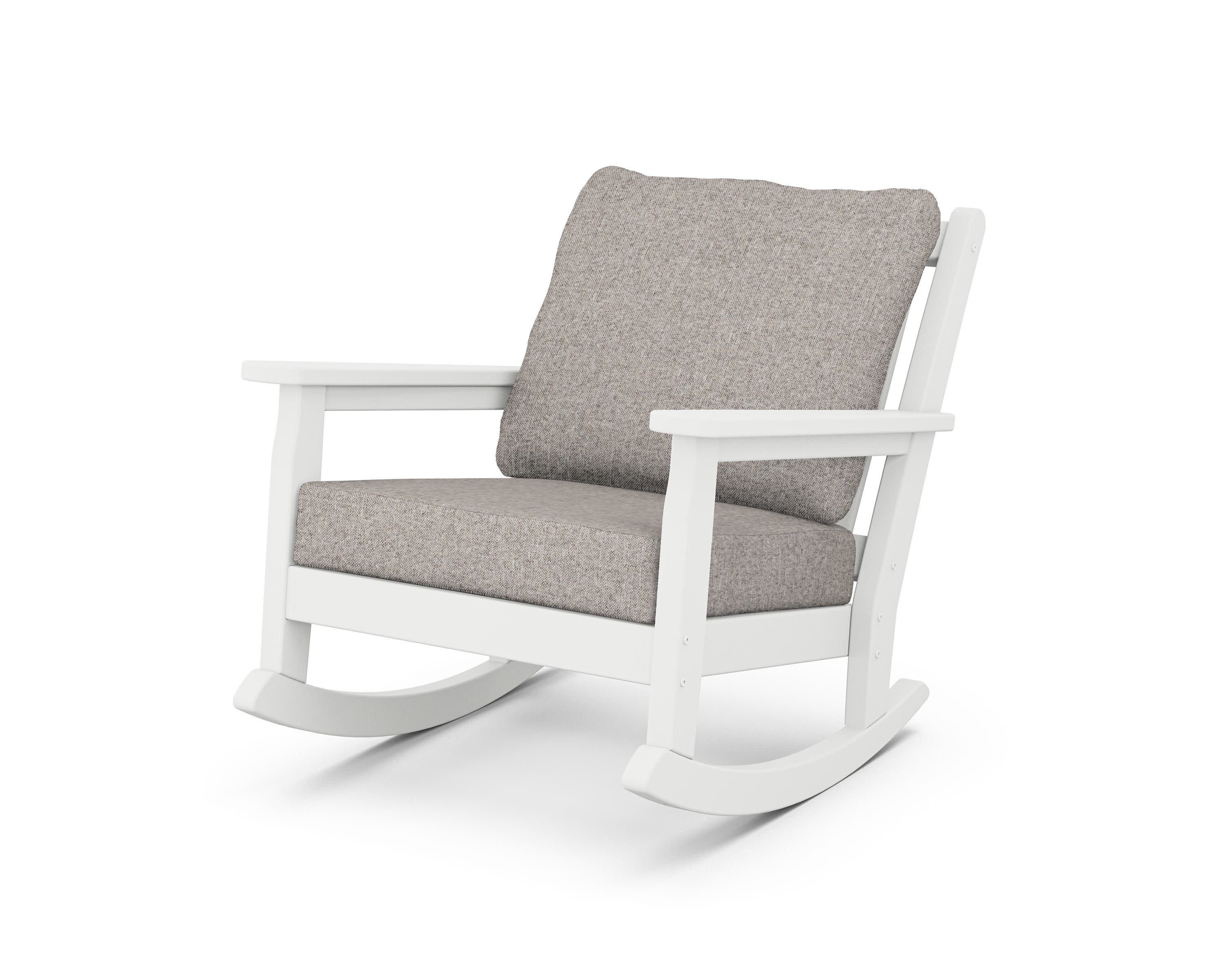 Chippendale Deep Seating Rocking Chair in White / Weathered Tweed