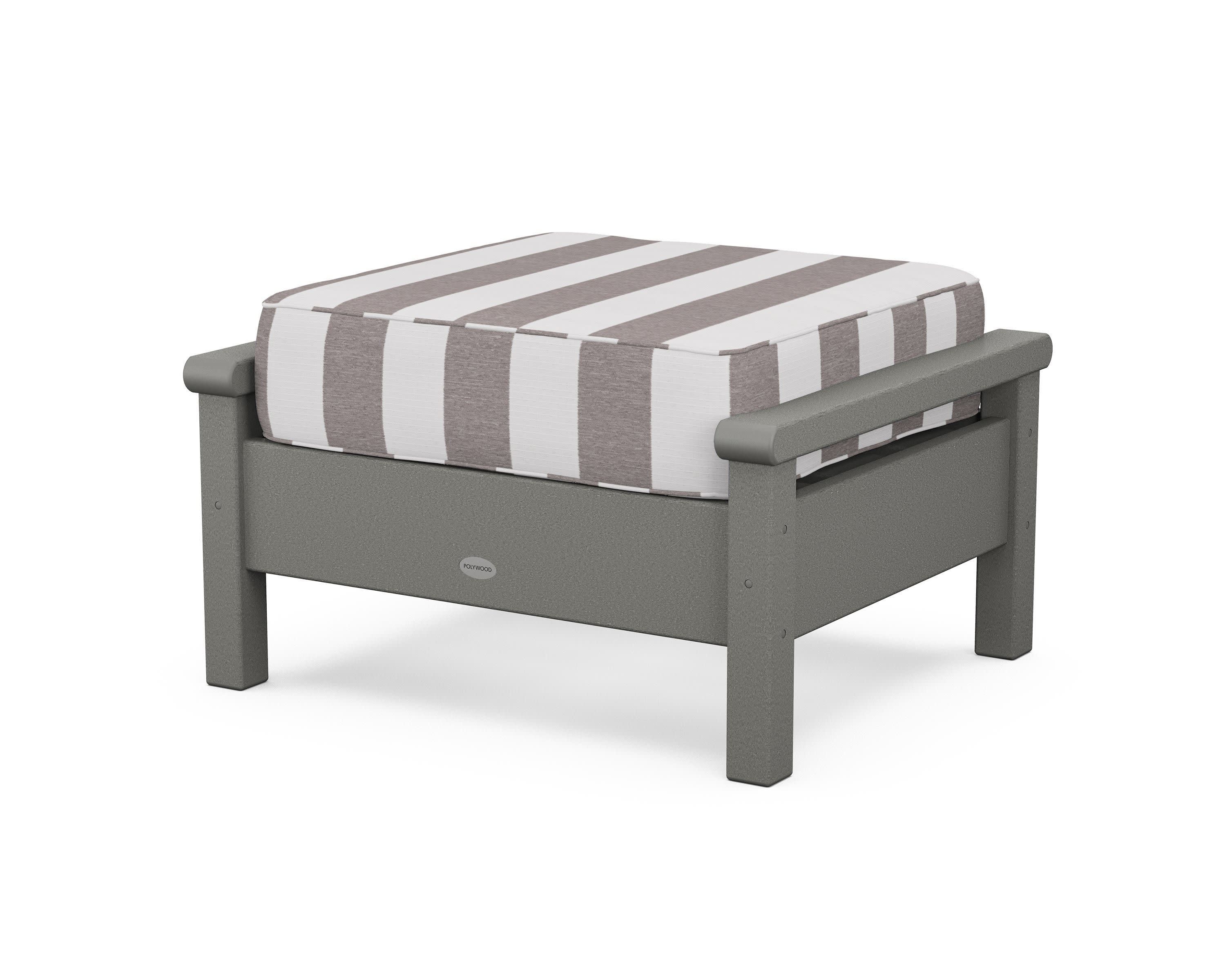 Harbour Deep Seating Ottoman in Slate Grey / Cabana Stripe Grey Mist