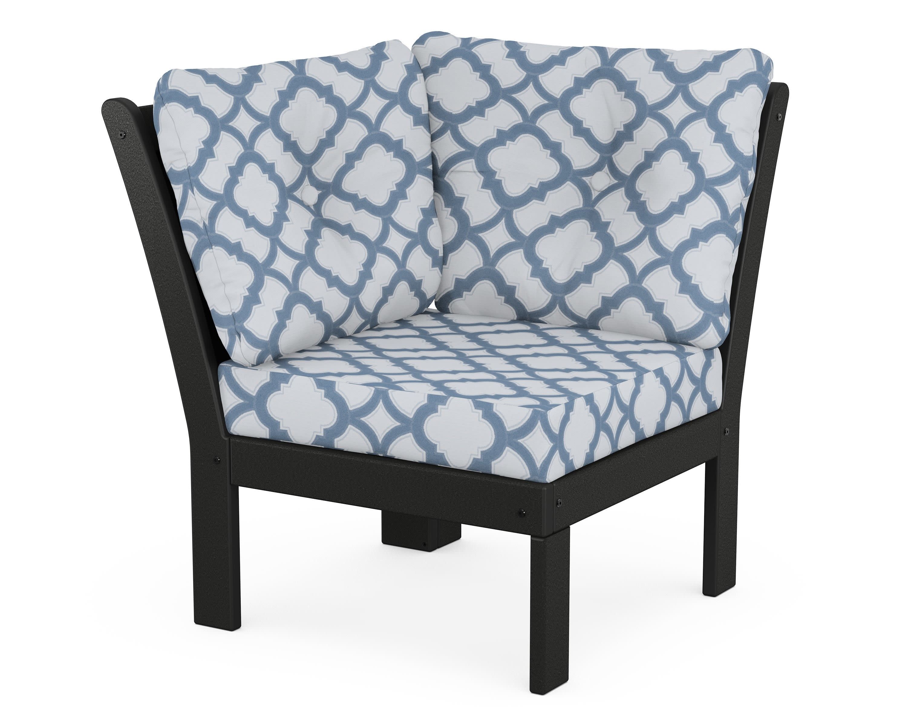 Vineyard Modular Corner Chair in Black / Trellis Sky Blue