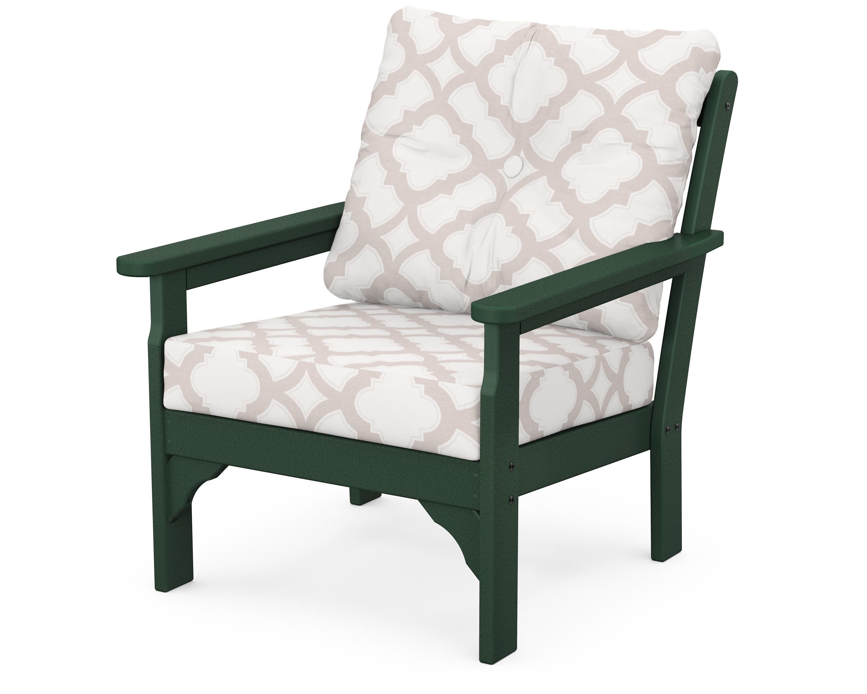 Vineyard Deep Seating Chair in Green / Trellis Dune Burlap