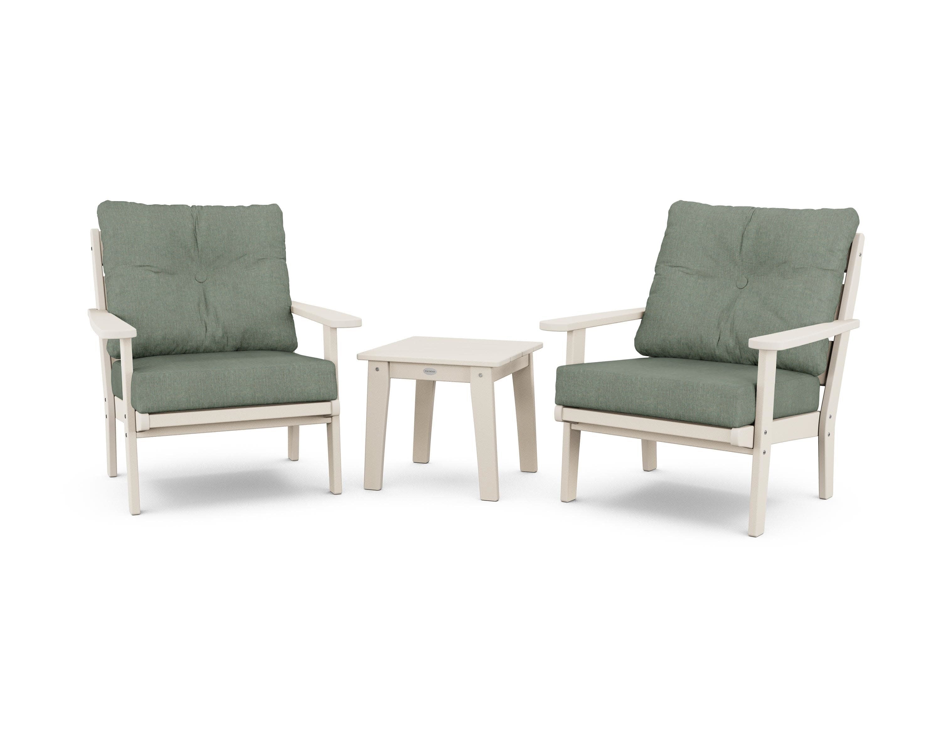 Lakeside 3-Piece Deep Seating Chair Set in Sand / Cast Sage