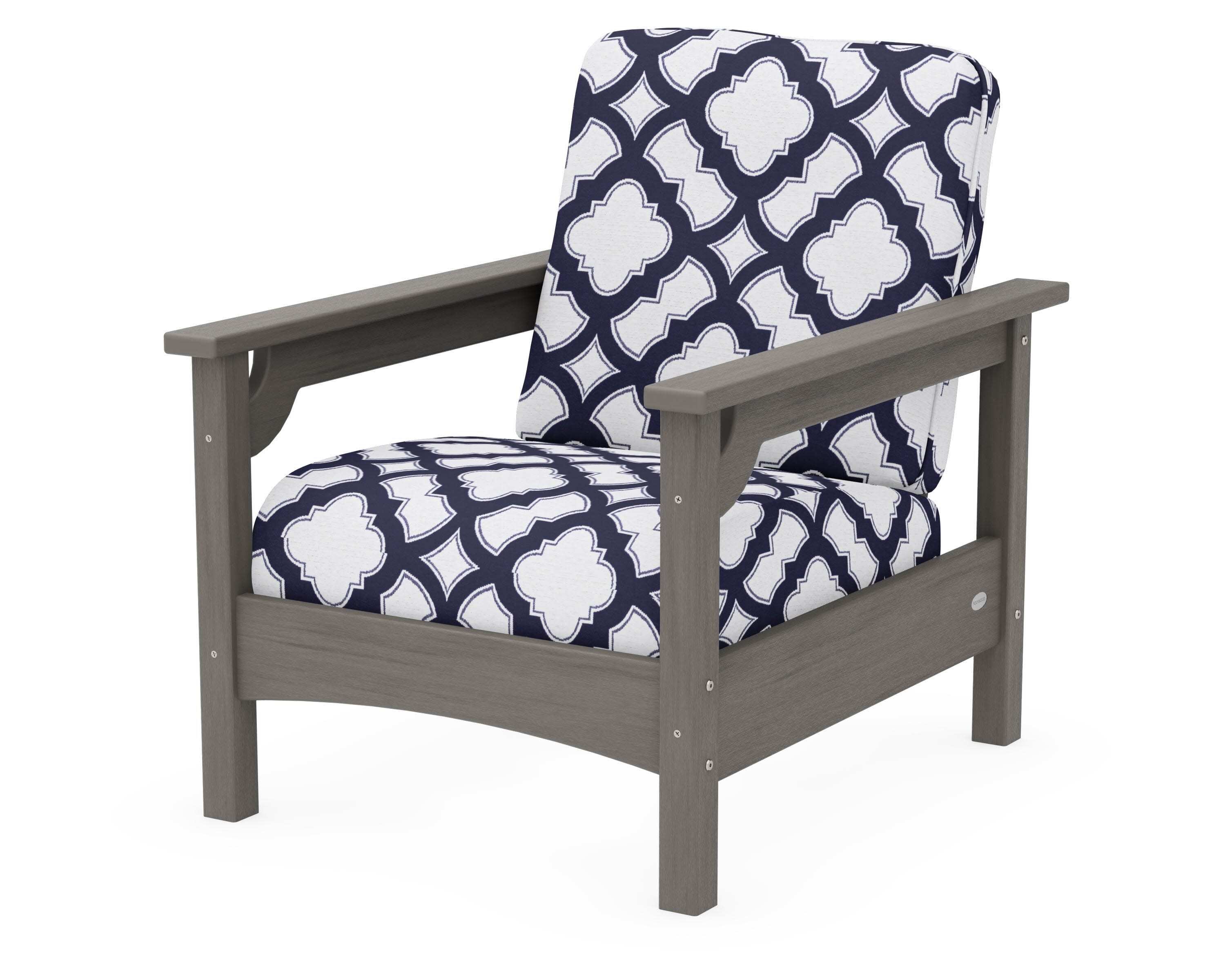 Club Chair in Driftwood / Trellis Navy