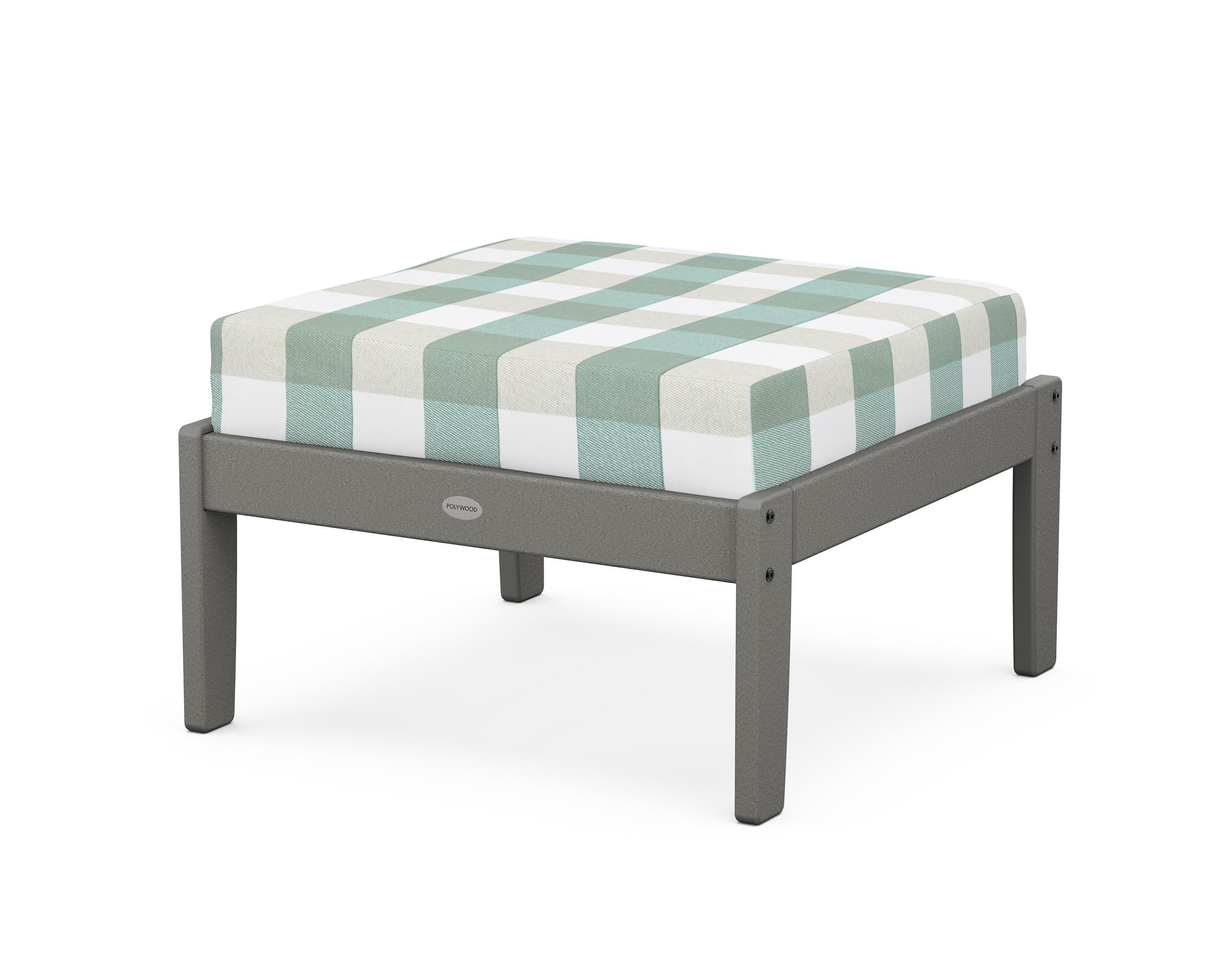 Braxton Deep Seating Ottoman in Slate Grey / Buffalo Plaid Glacier Spa