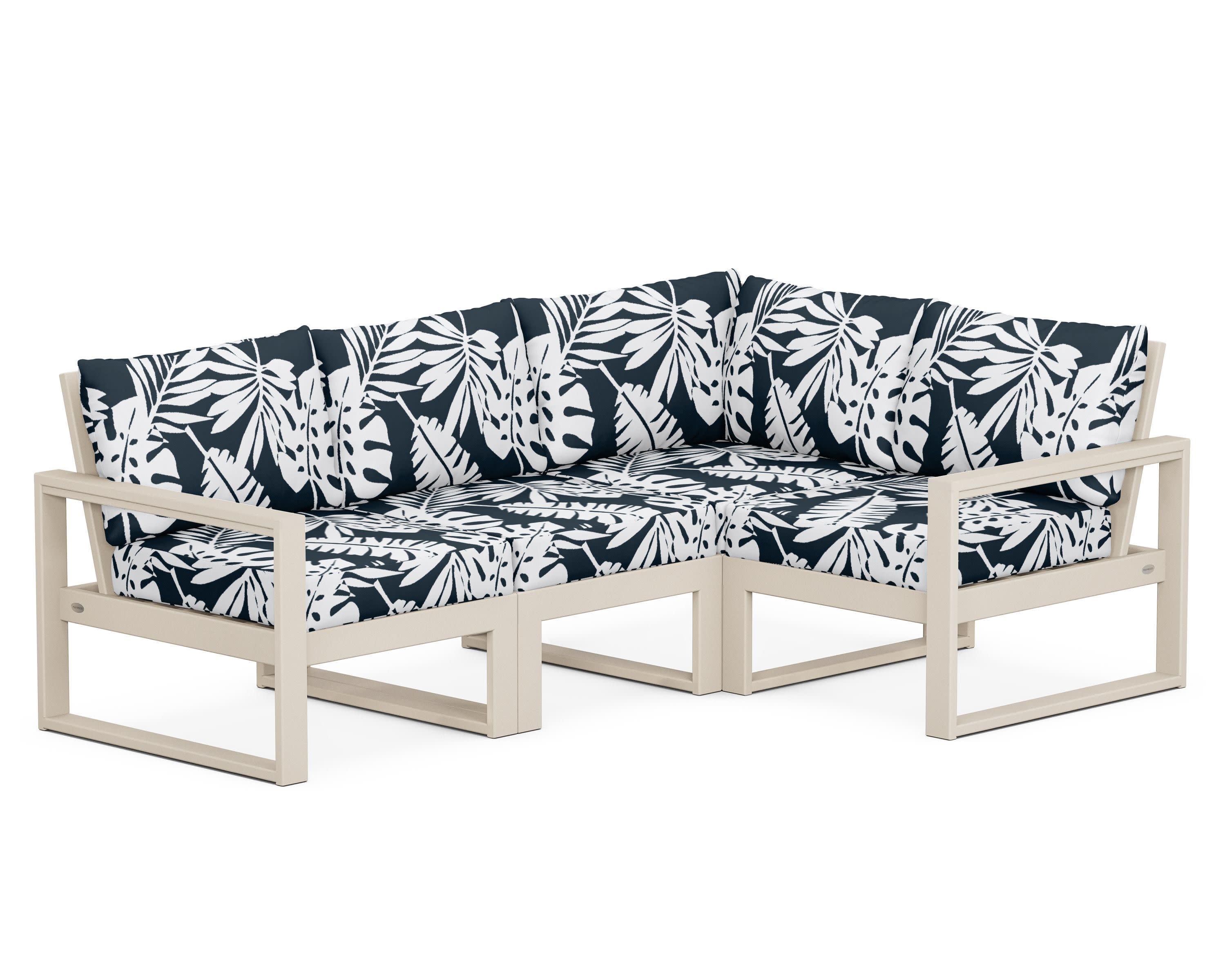 EDGE 4-Piece Modular Deep Seating Set in Sand / Leaf Marine Indigo