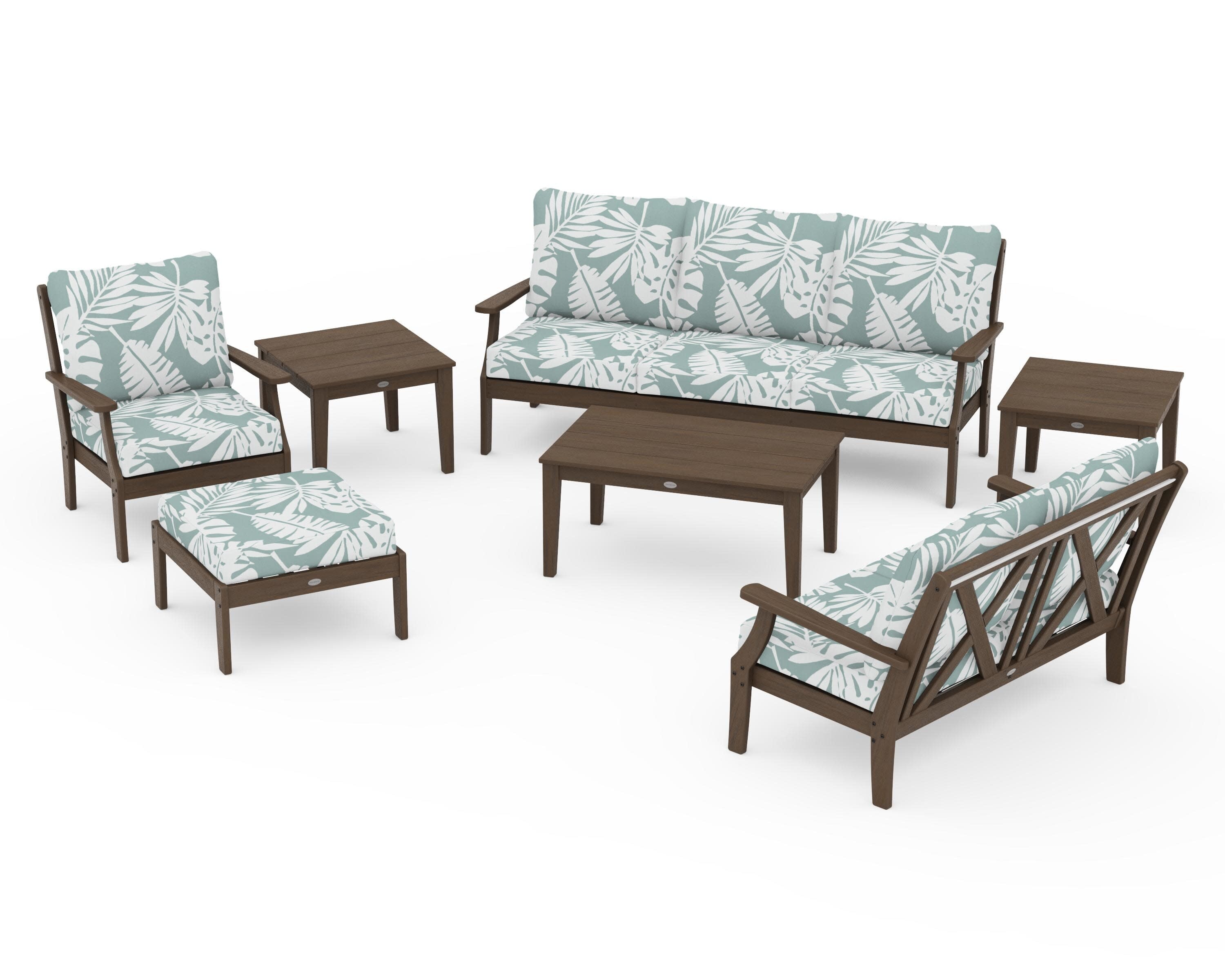Braxton 7-Piece Deep Seating Set in Kona / Leaf Glacier Spa