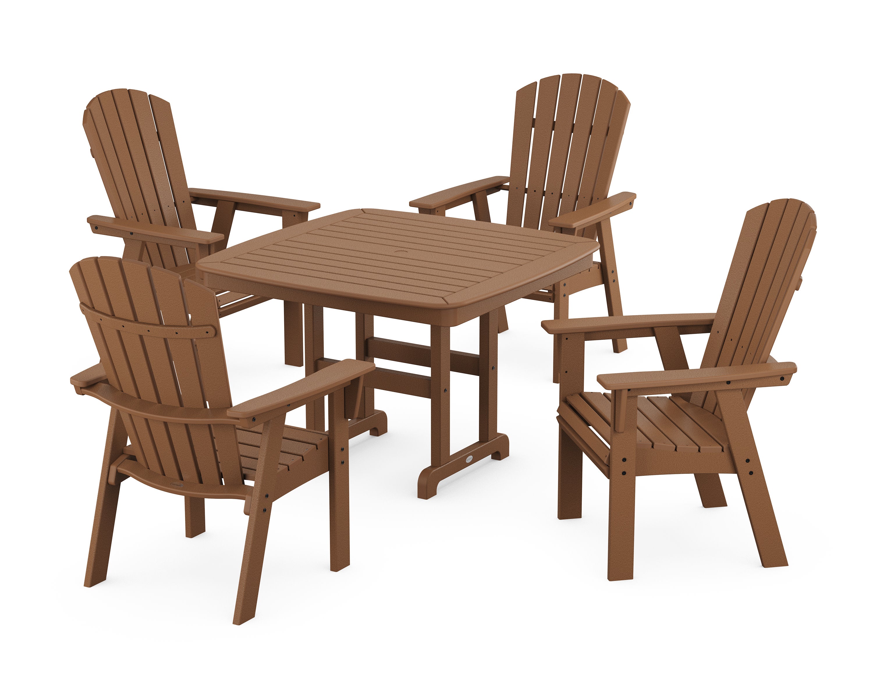 Nautical Curveback Adirondack 5-Piece Dining Set in Teak