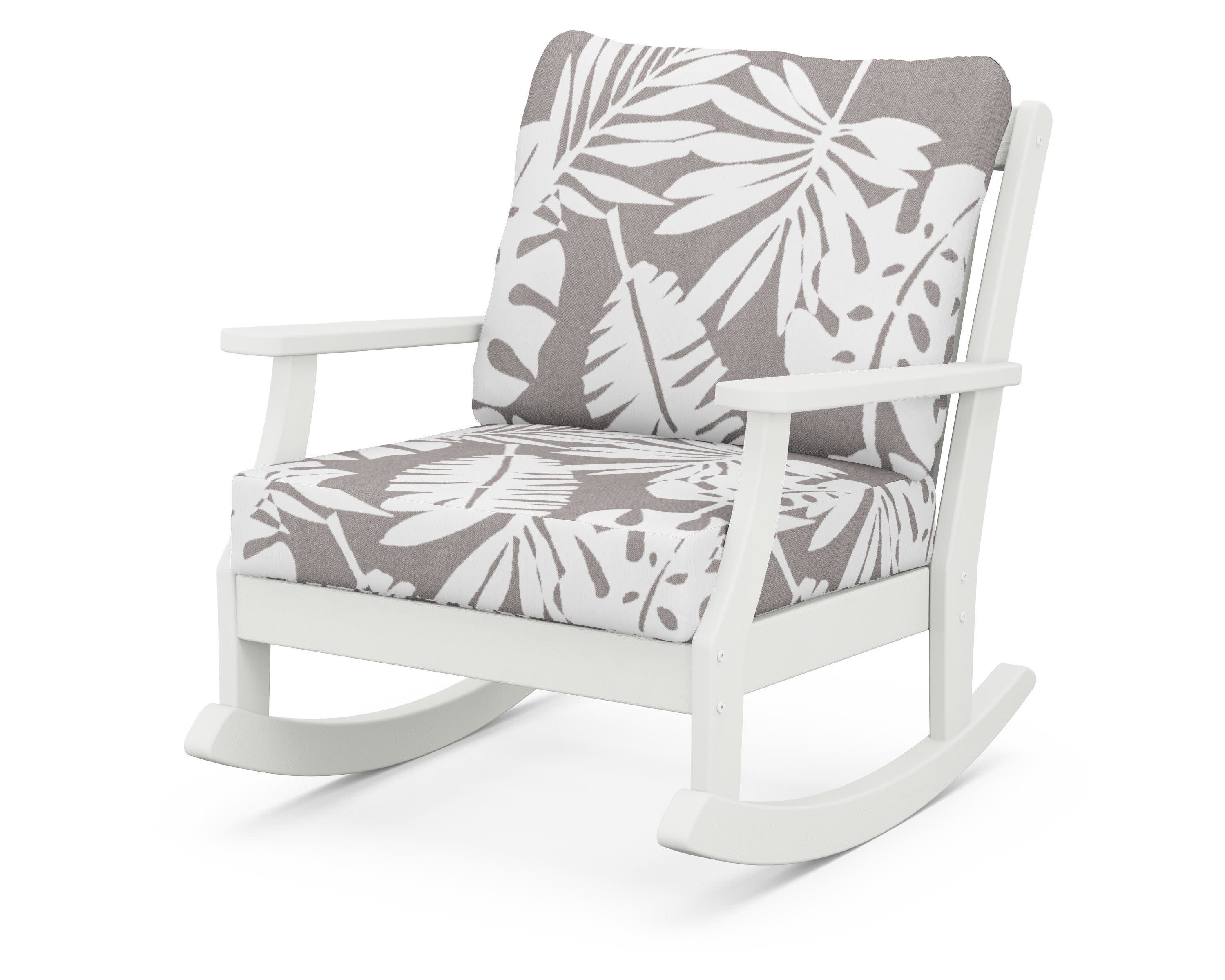 Braxton Deep Seating Rocking Chair in Vintage White / Leaf Grey Mist