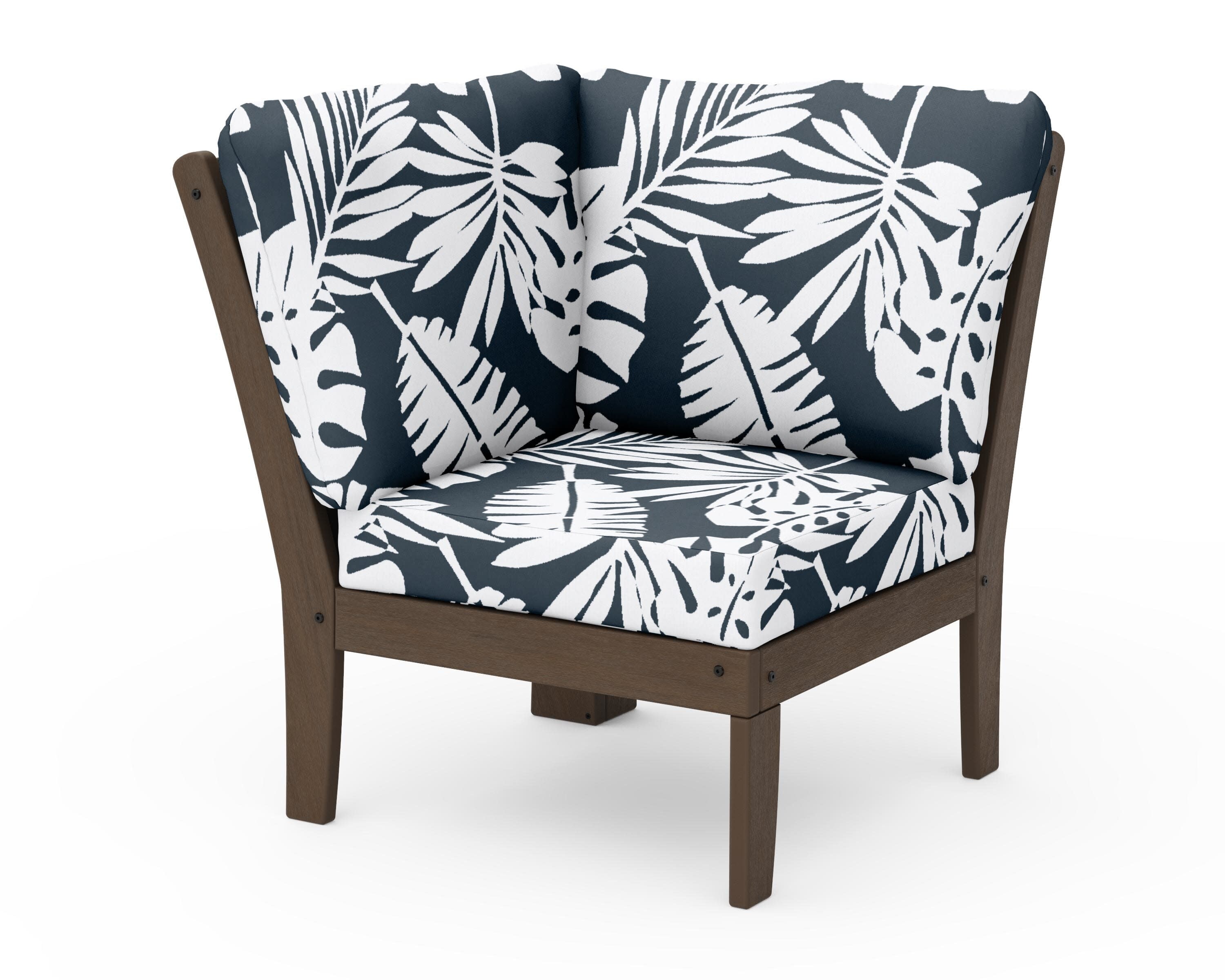 Braxton Modular Corner Chair in Kona / Leaf Marine Indigo