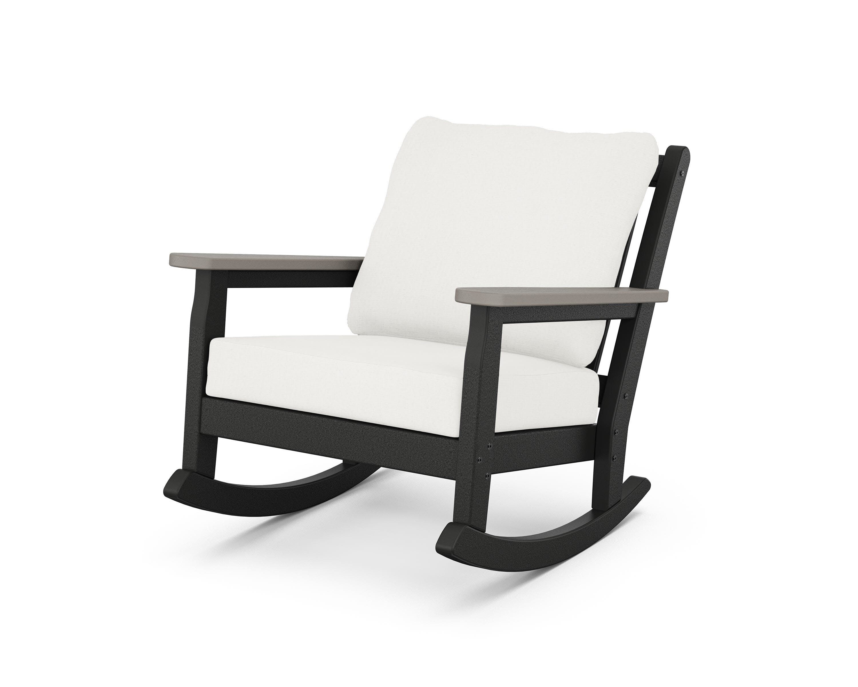 Chippendale Deep Seating Rocking Chair in Black / Driftwood / Natural Linen