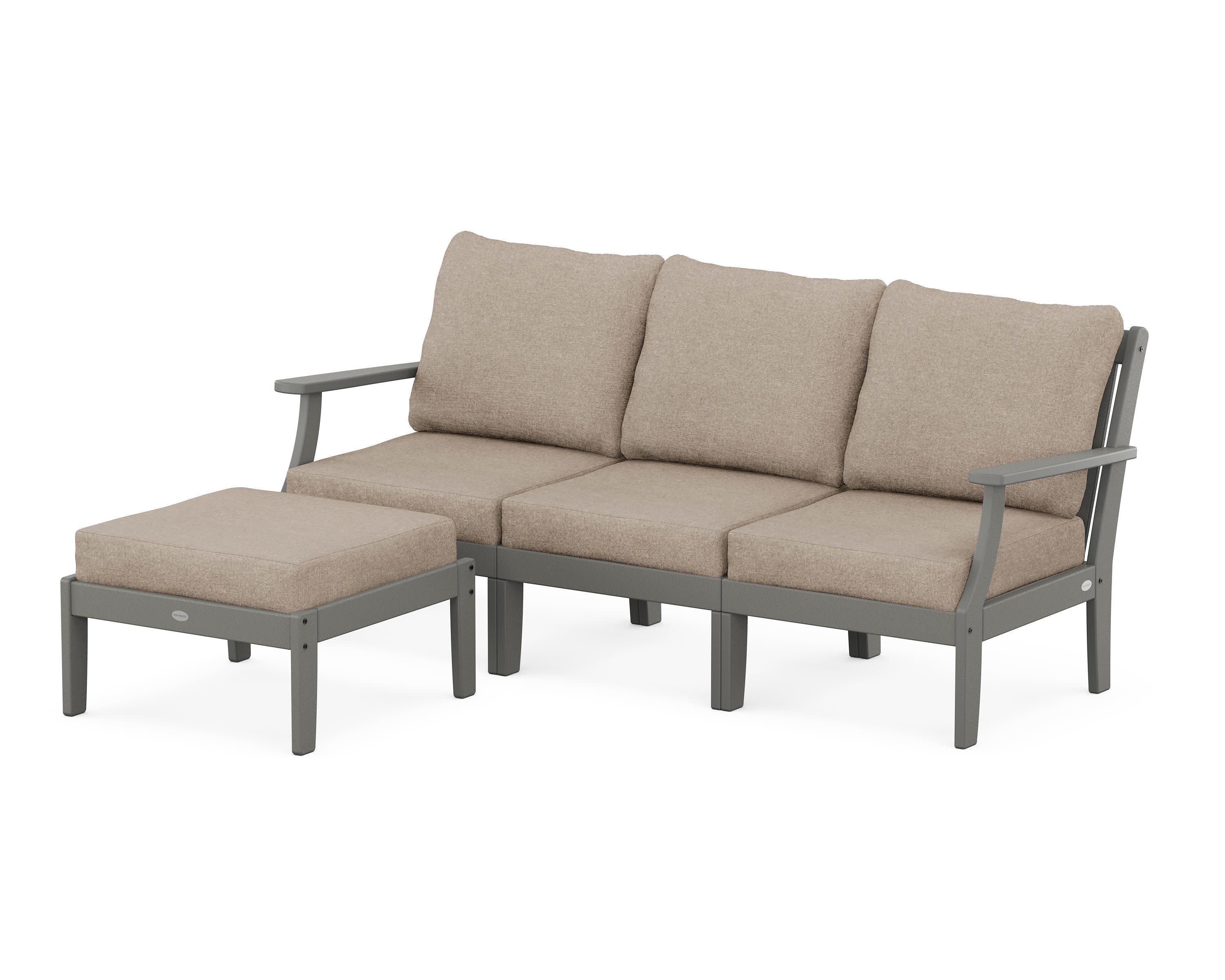 Braxton Modular 4-Piece Deep Seating Set with Ottoman in Slate Grey / Spiced Burlap